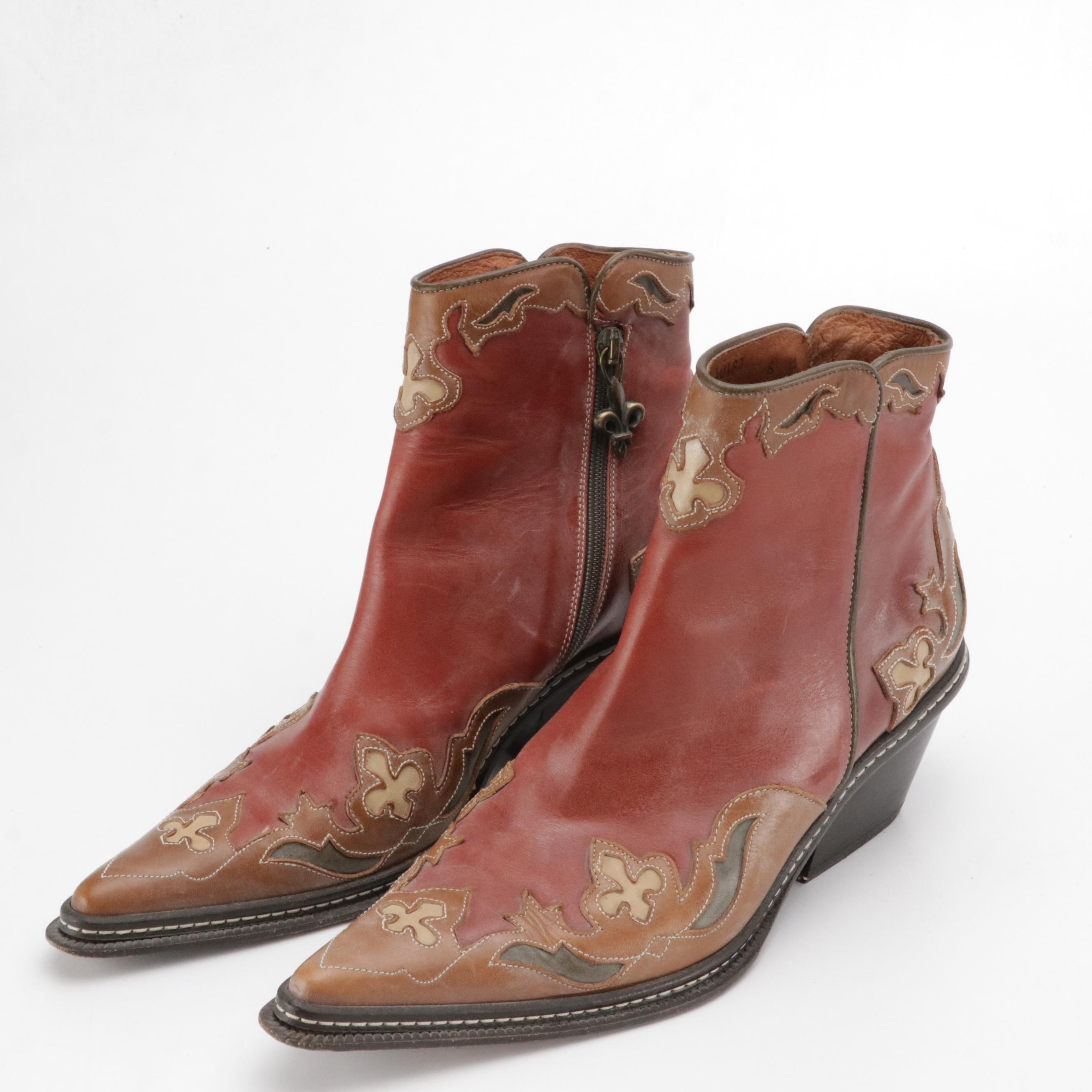 Donald J Pliner Western Couture Collection Leather Ankle and Short Boots