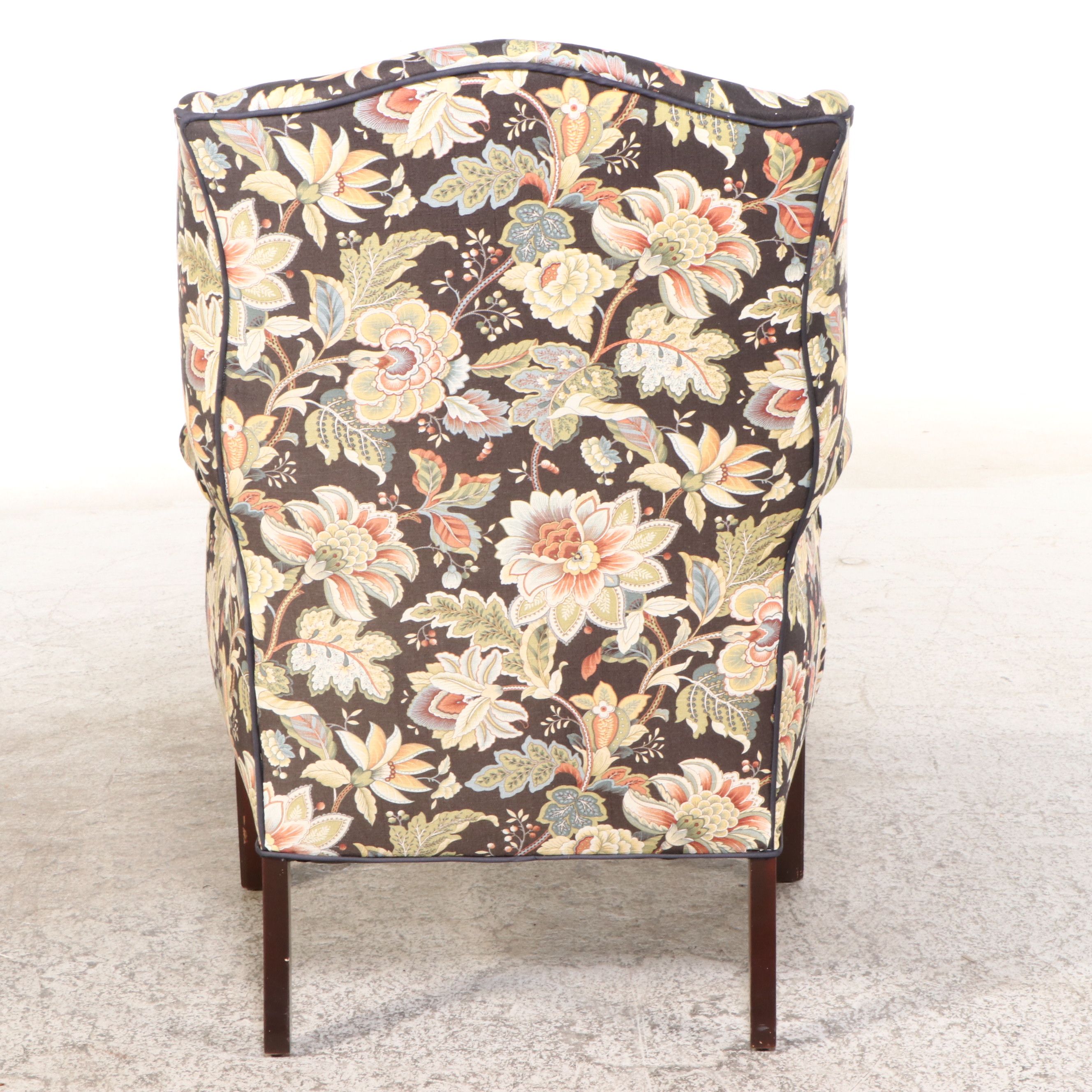 Chippendale Style Paisley Upholstered Wingback Chair, 20th Century