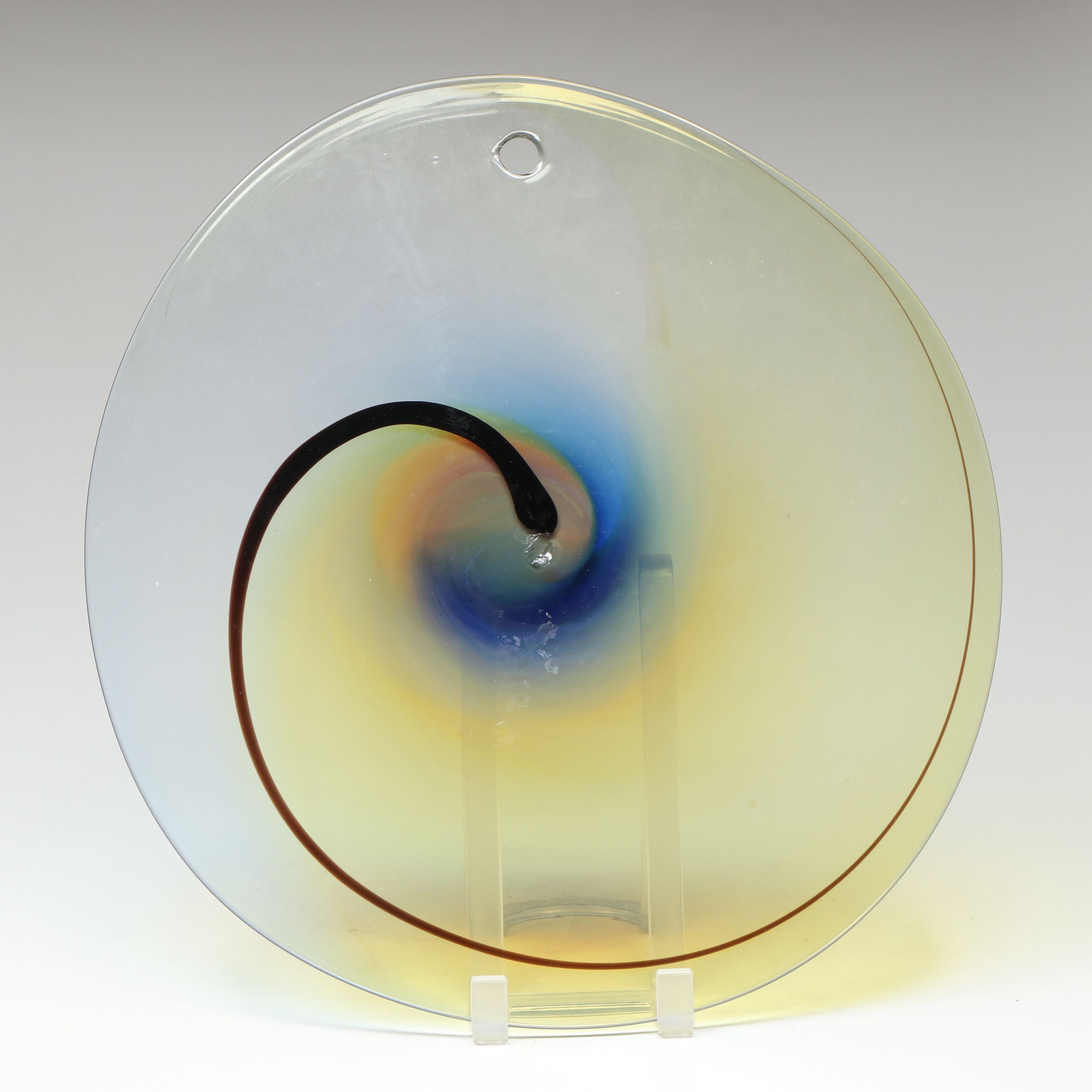 Spiral Blown Glass Rondel with Hanger, c. 1970s