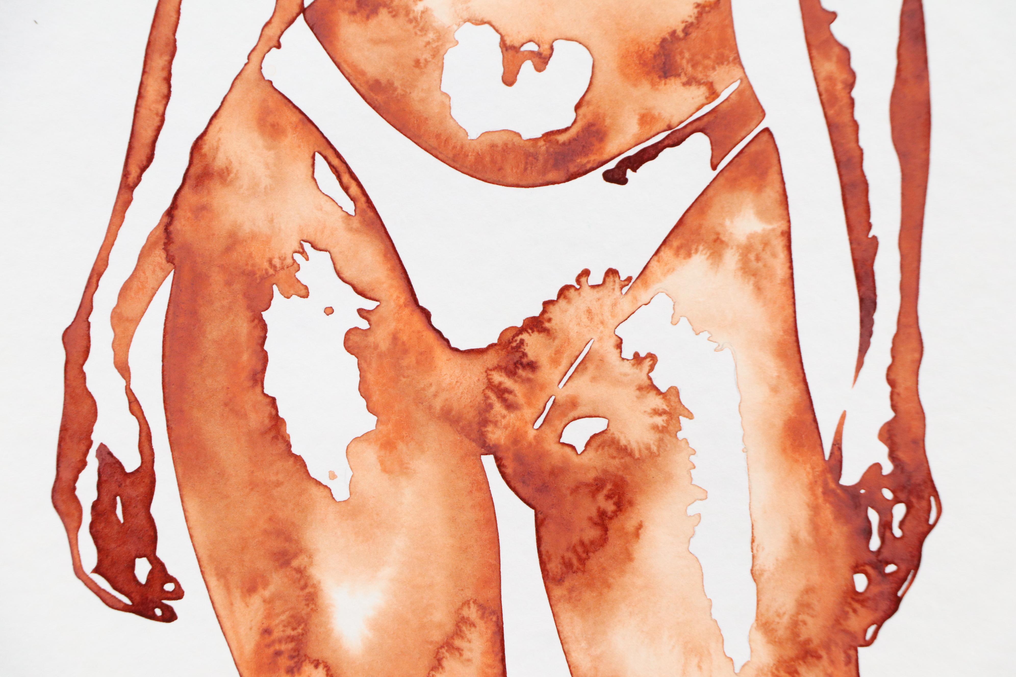 Alyona Glushchenko Sepia Watercolor Figure Painting, 2025