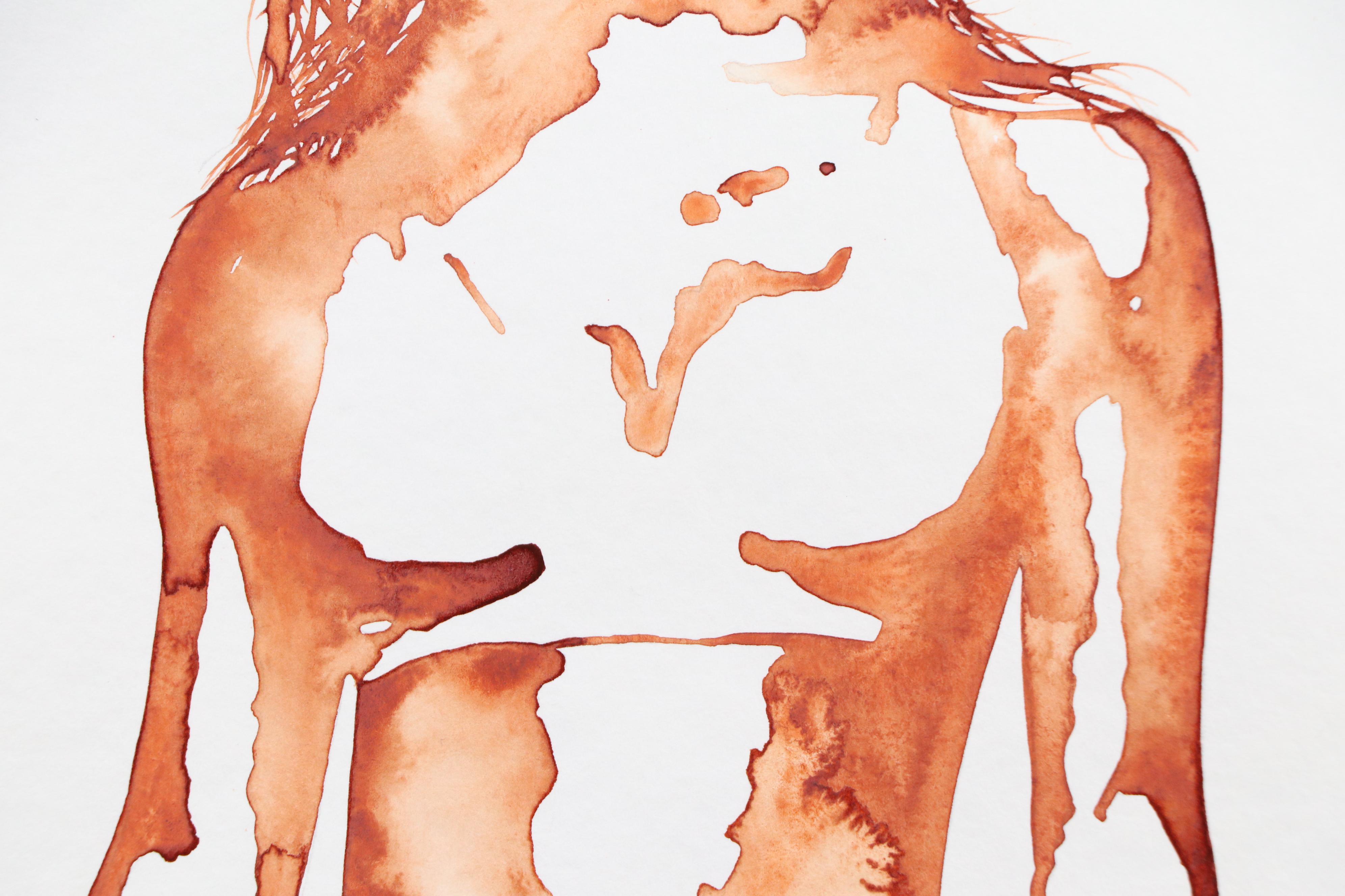 Alyona Glushchenko Sepia Watercolor Figure Painting, 2025