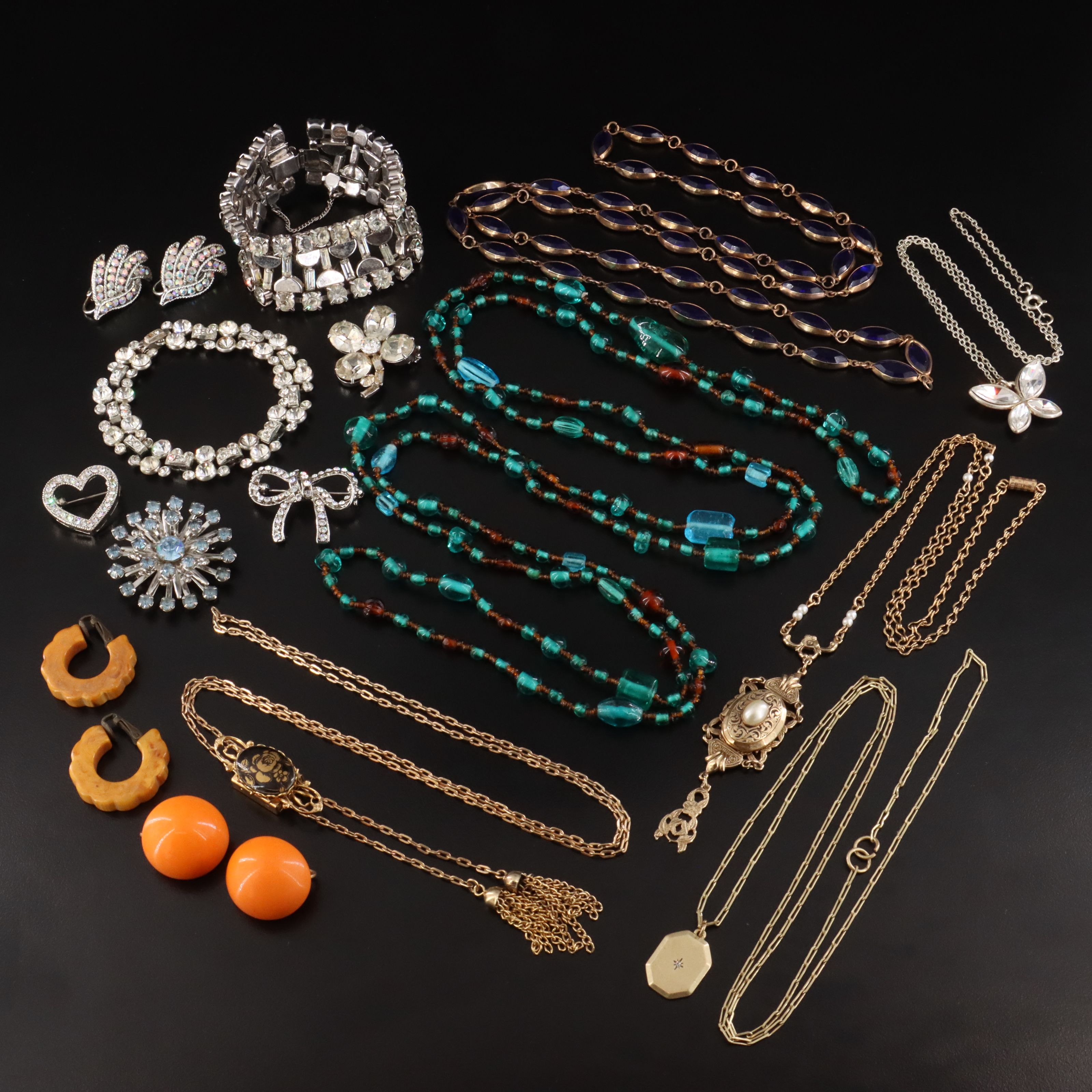 Bakelite Earrings and Rhinestones Featured in Vintage Jewelry Collection