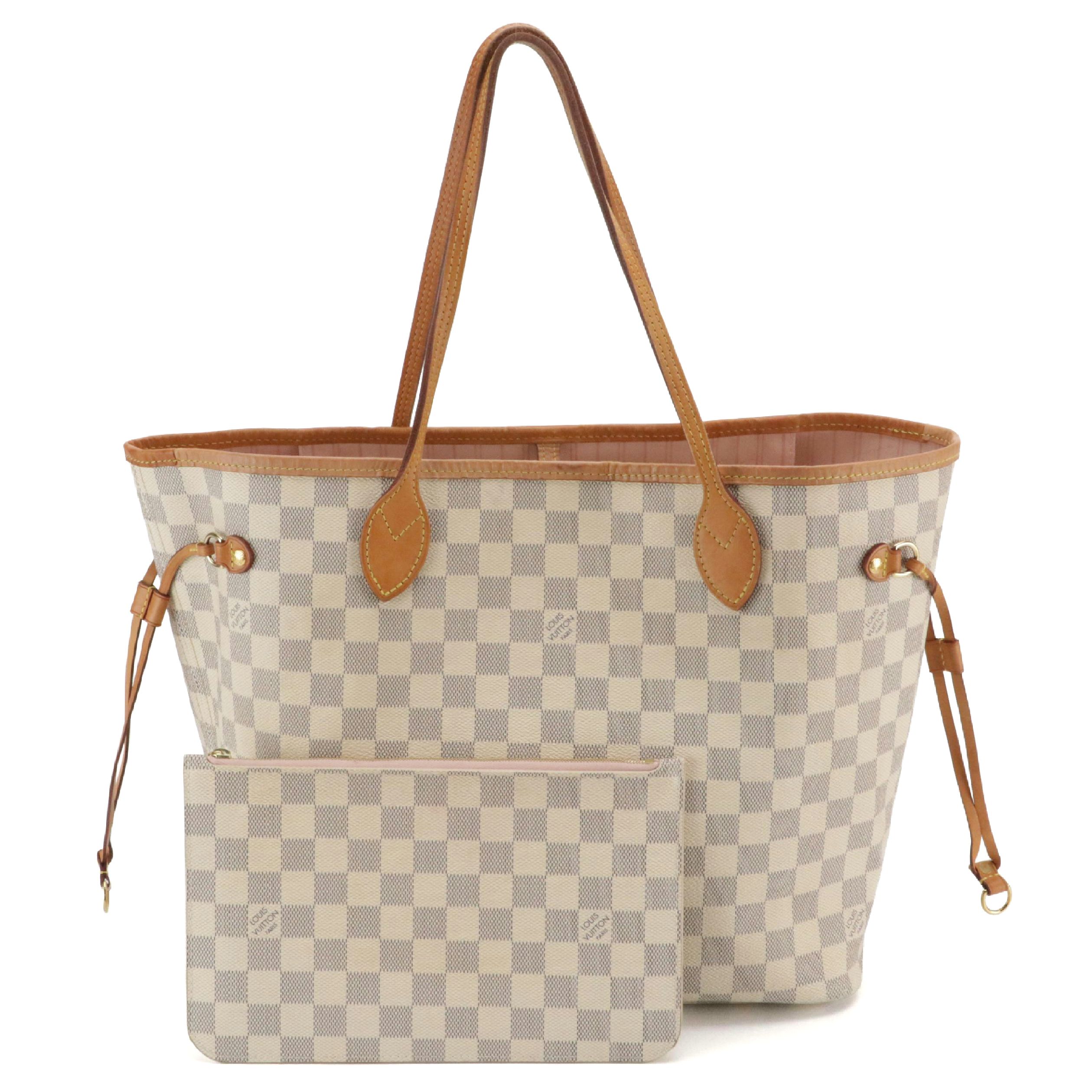 Louis Vuitton Neverfull MM in Damier Azur Canvas with Pouch and Gift Box