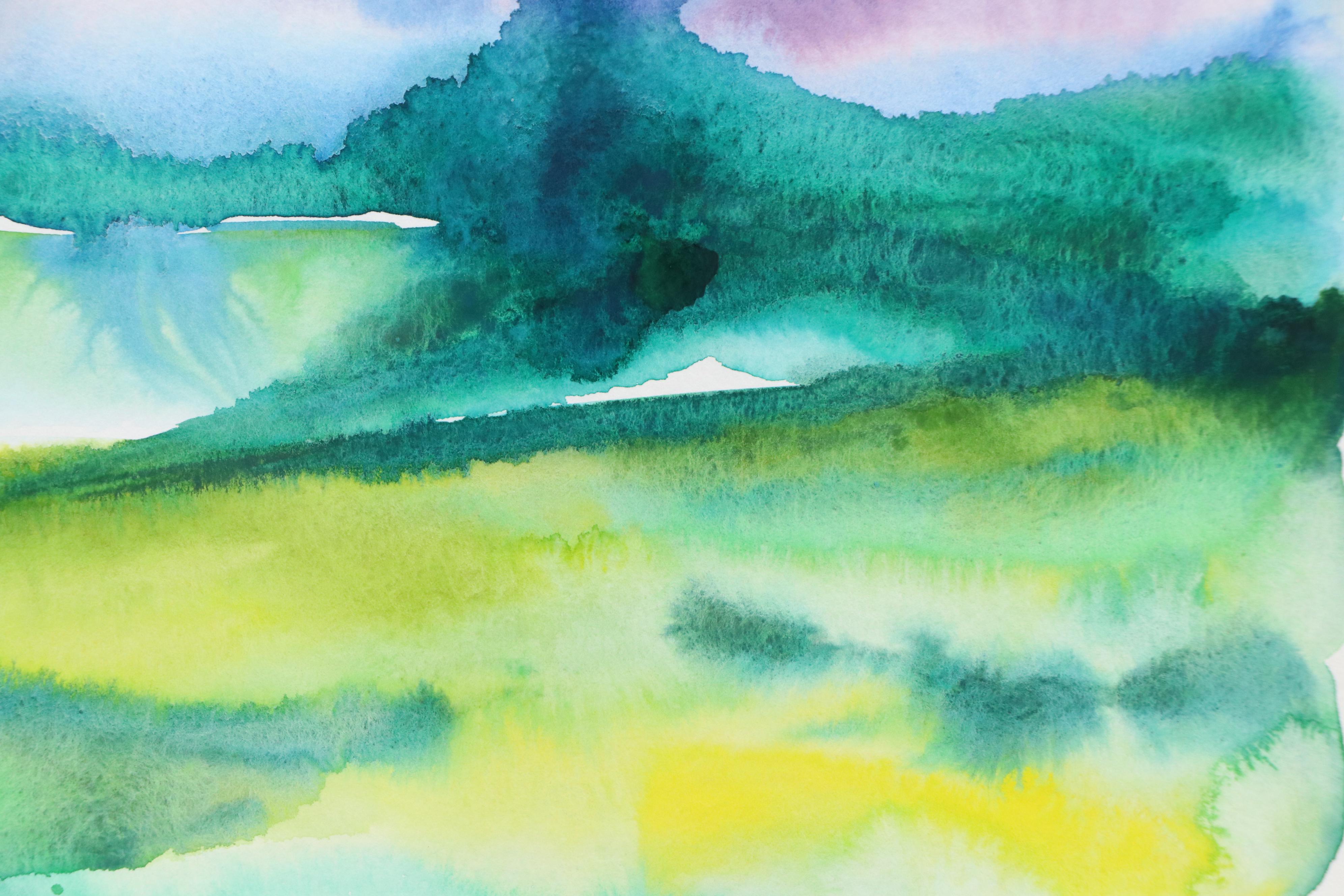 Alyona Glushchenko Volcano Landscape Watercolor Painting, 2025