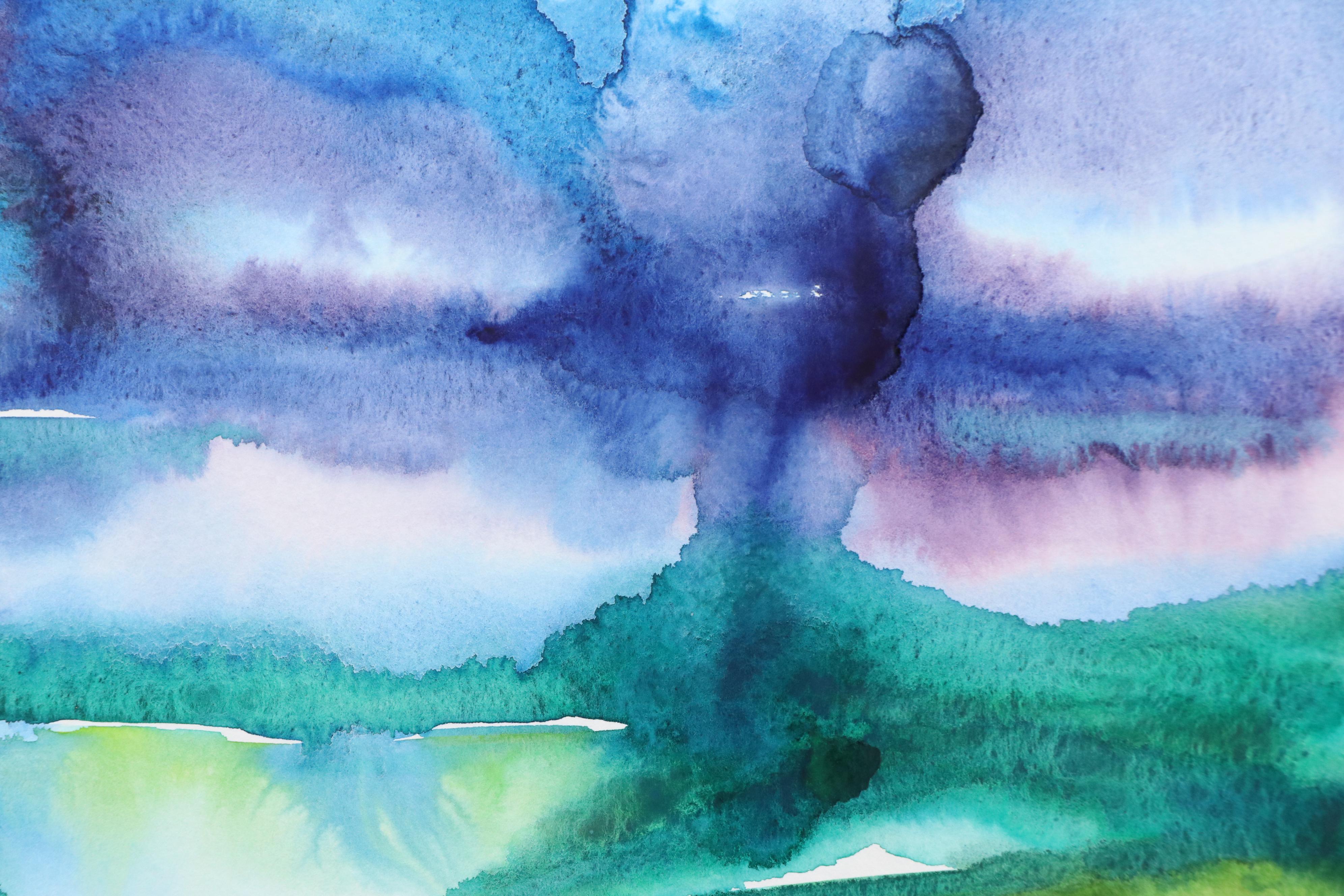 Alyona Glushchenko Volcano Landscape Watercolor Painting, 2025