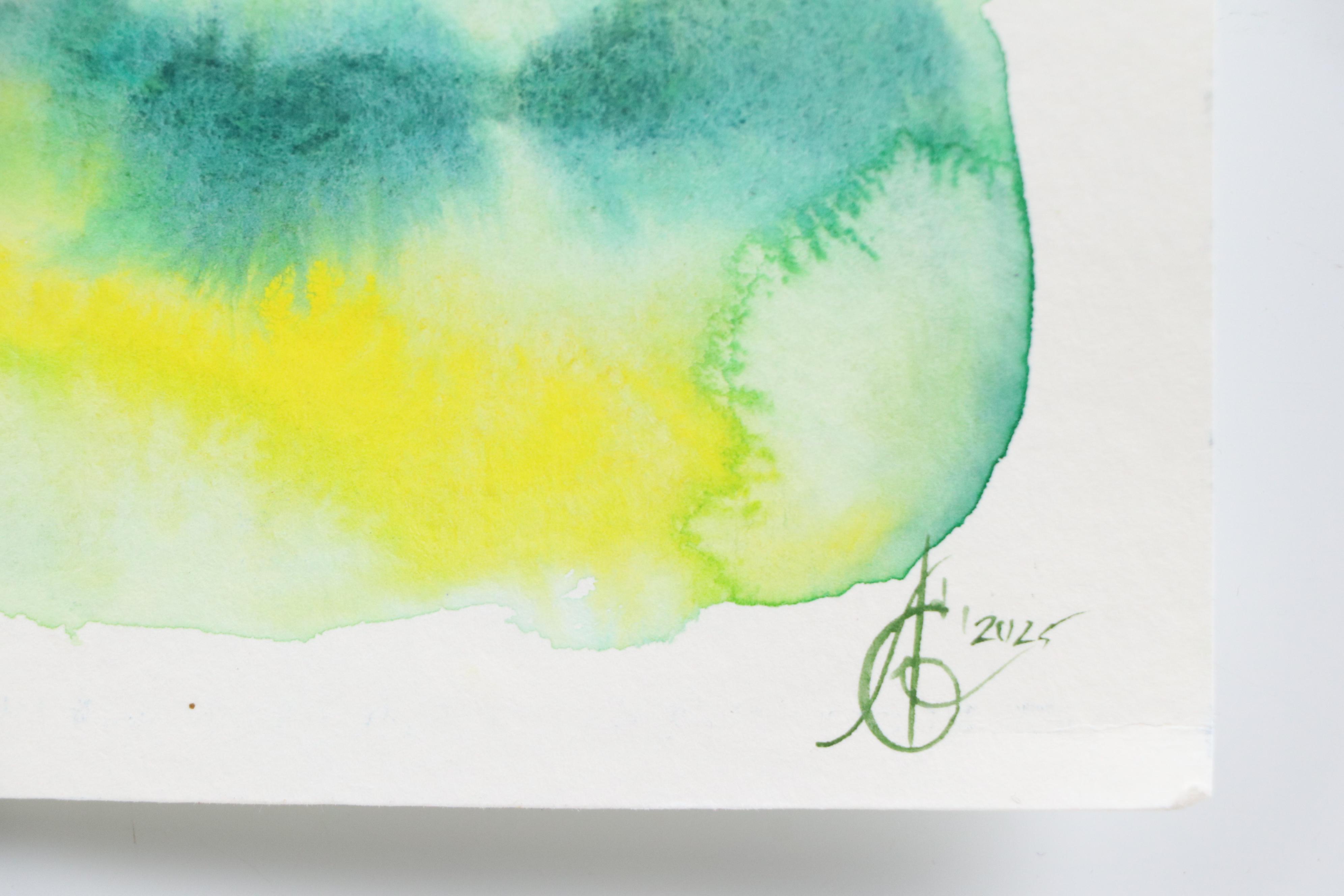 Alyona Glushchenko Volcano Landscape Watercolor Painting, 2025