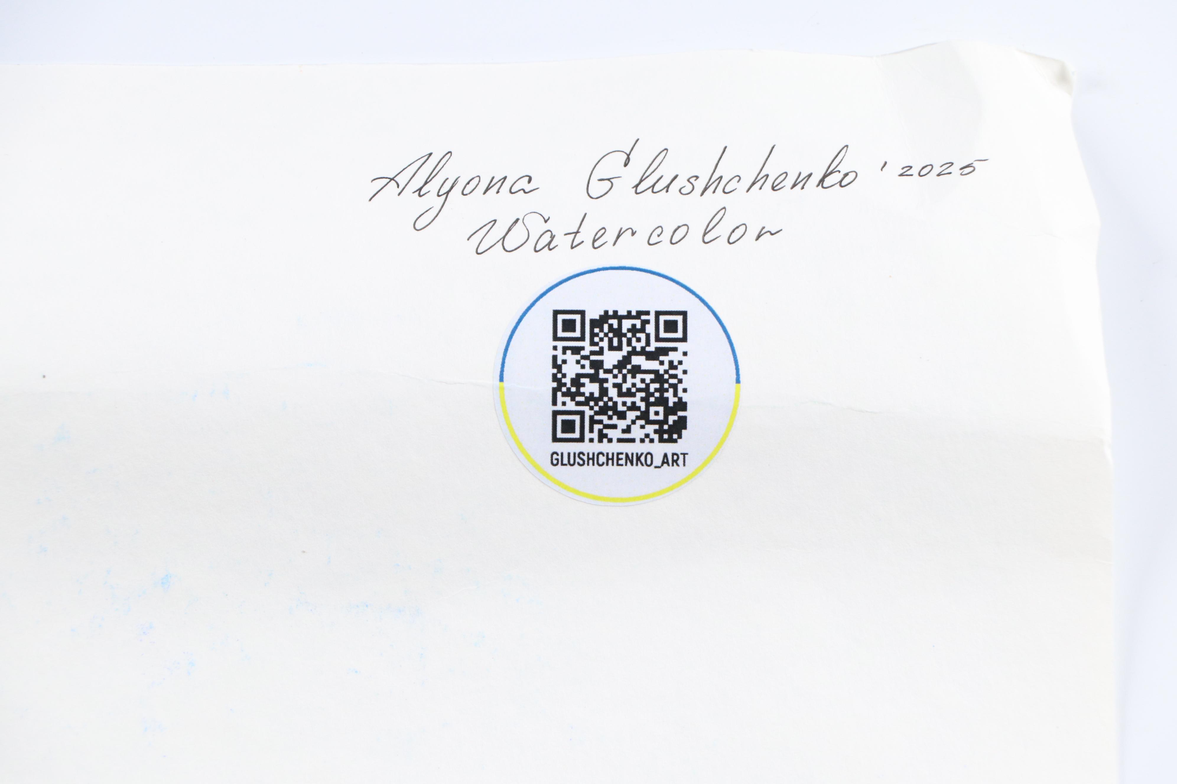 Alyona Glushchenko Volcano Landscape Watercolor Painting, 2025