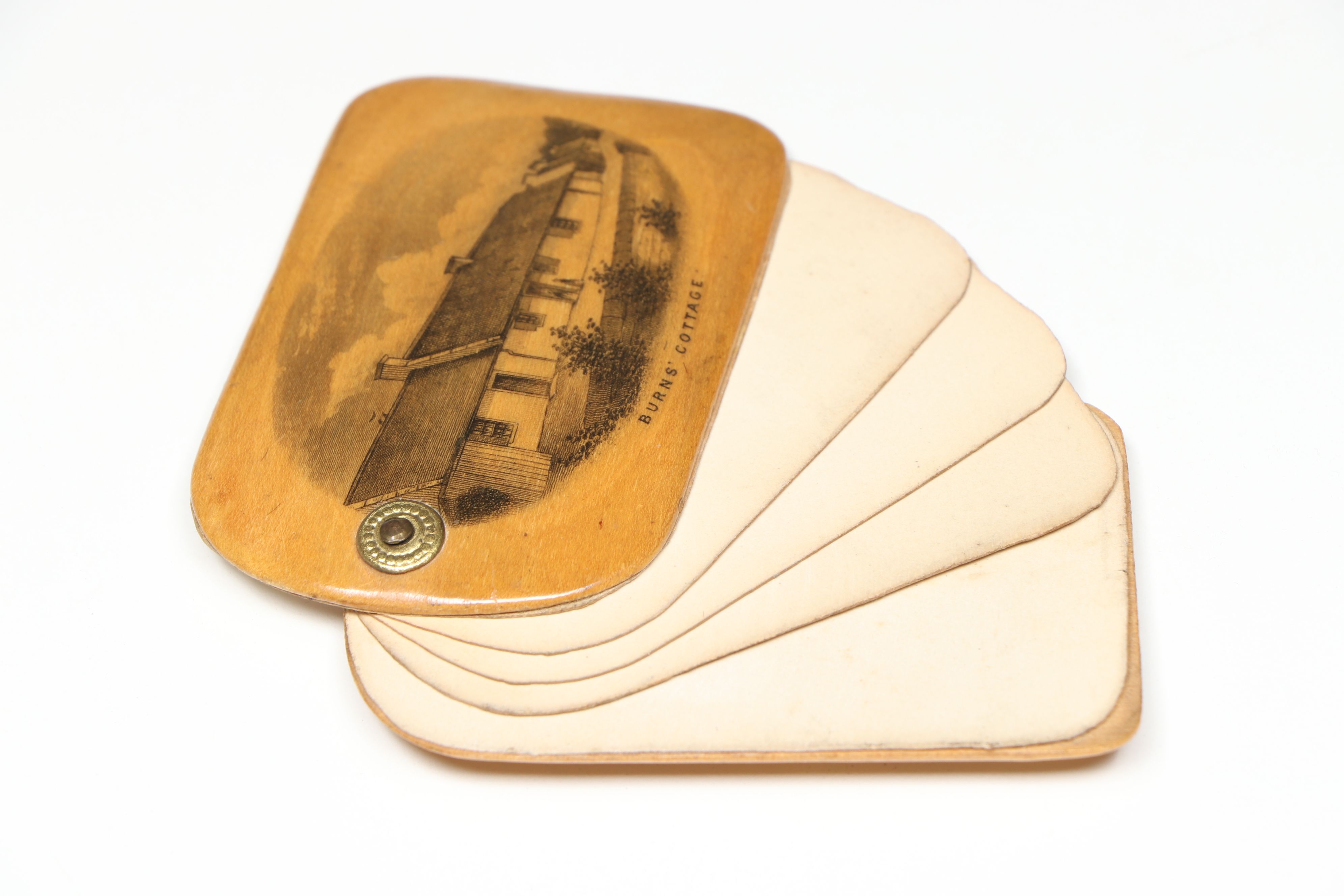 Scottish Souvenir Mauchline Ware Notepad with Other Medals and Accessories