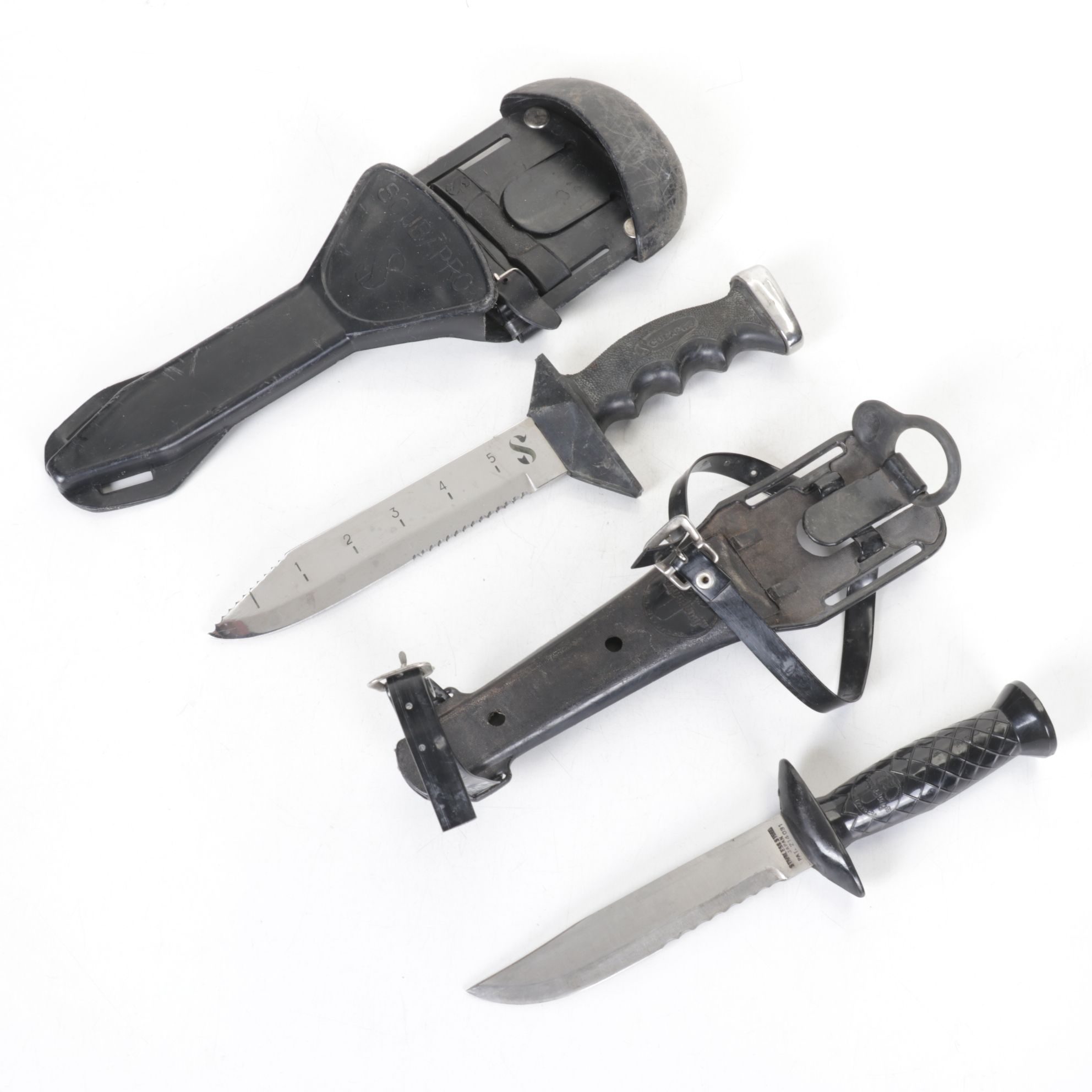 Pair of Serrated Scuba Knives with Holsters