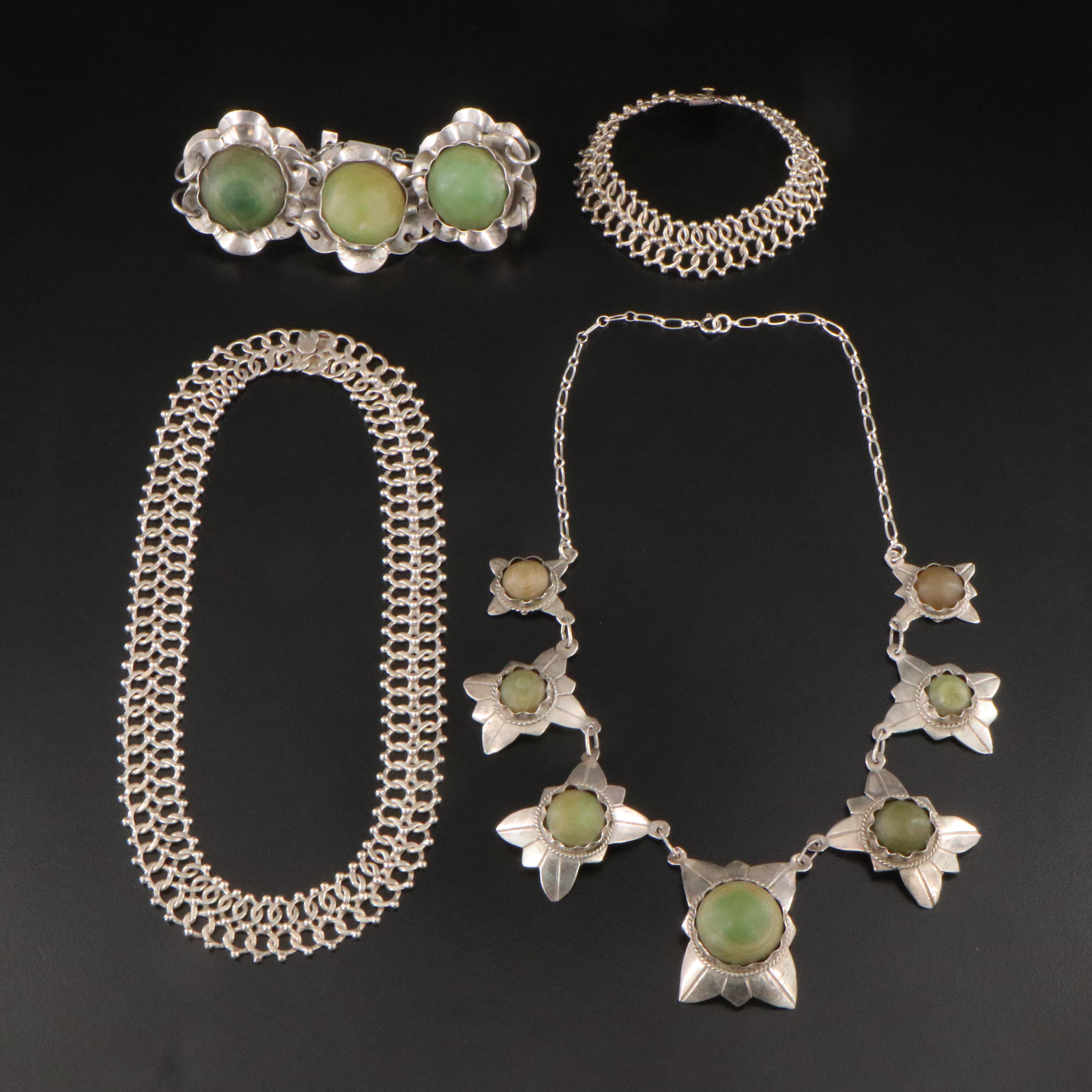 Mexican Sterling Calcite Bracelet and Necklaces