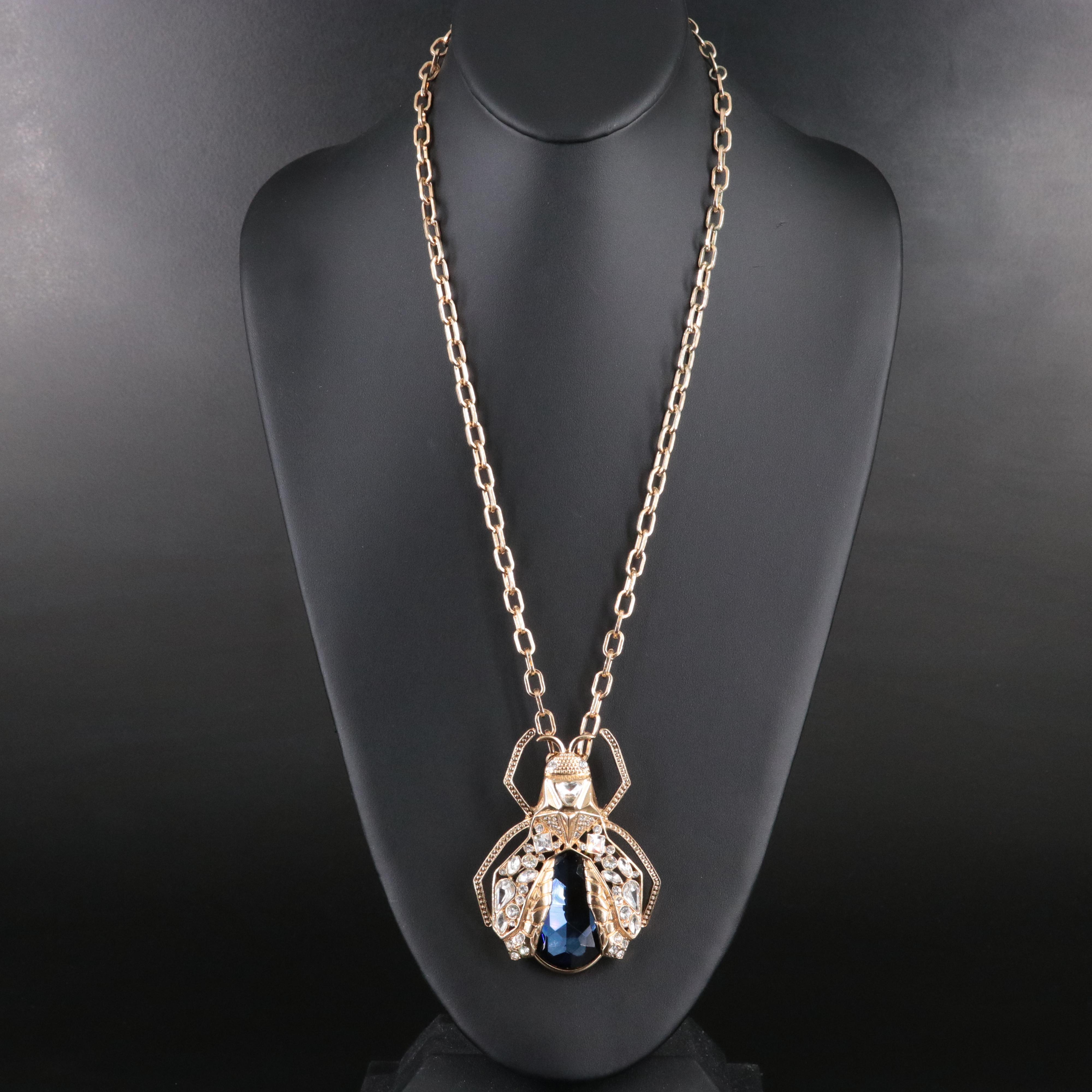 Graziano Crystal Beetle Converter Pendant Necklace