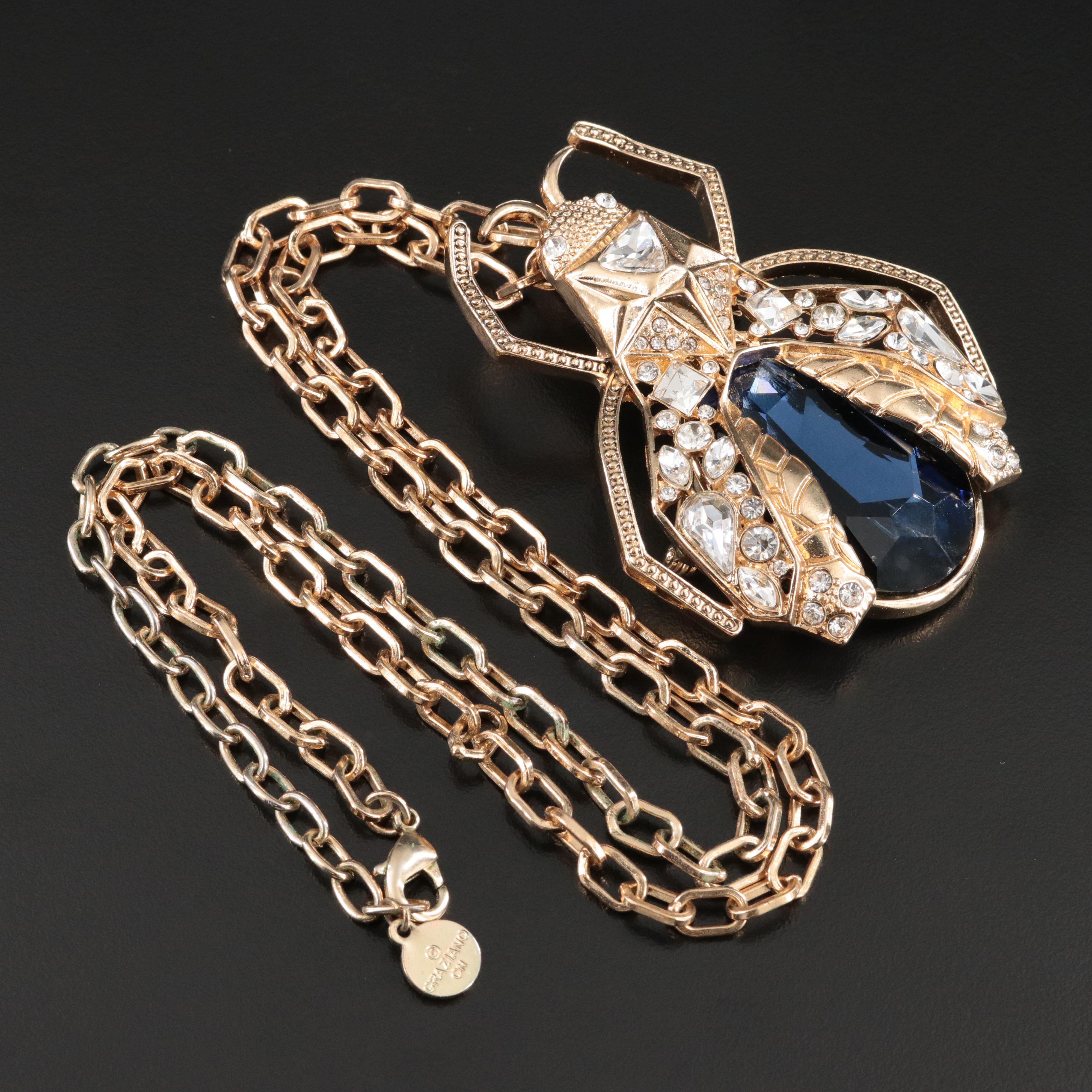 Graziano Crystal Beetle Converter Pendant Necklace