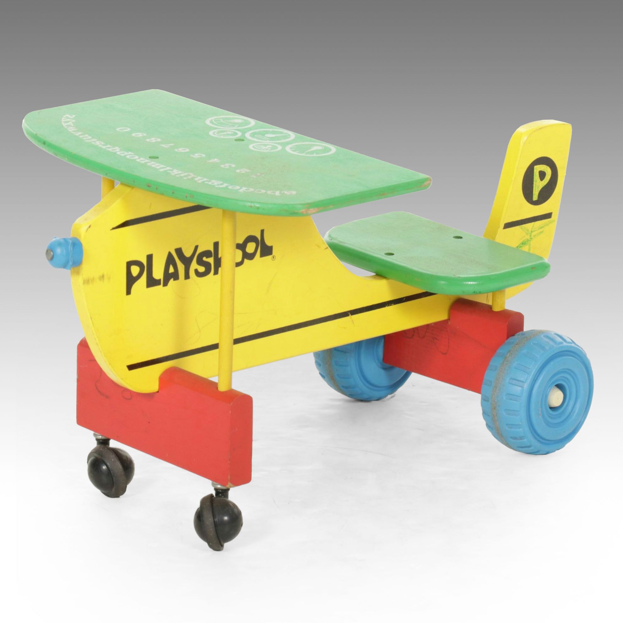 Playschool Painted Wood Ride-On Airplane