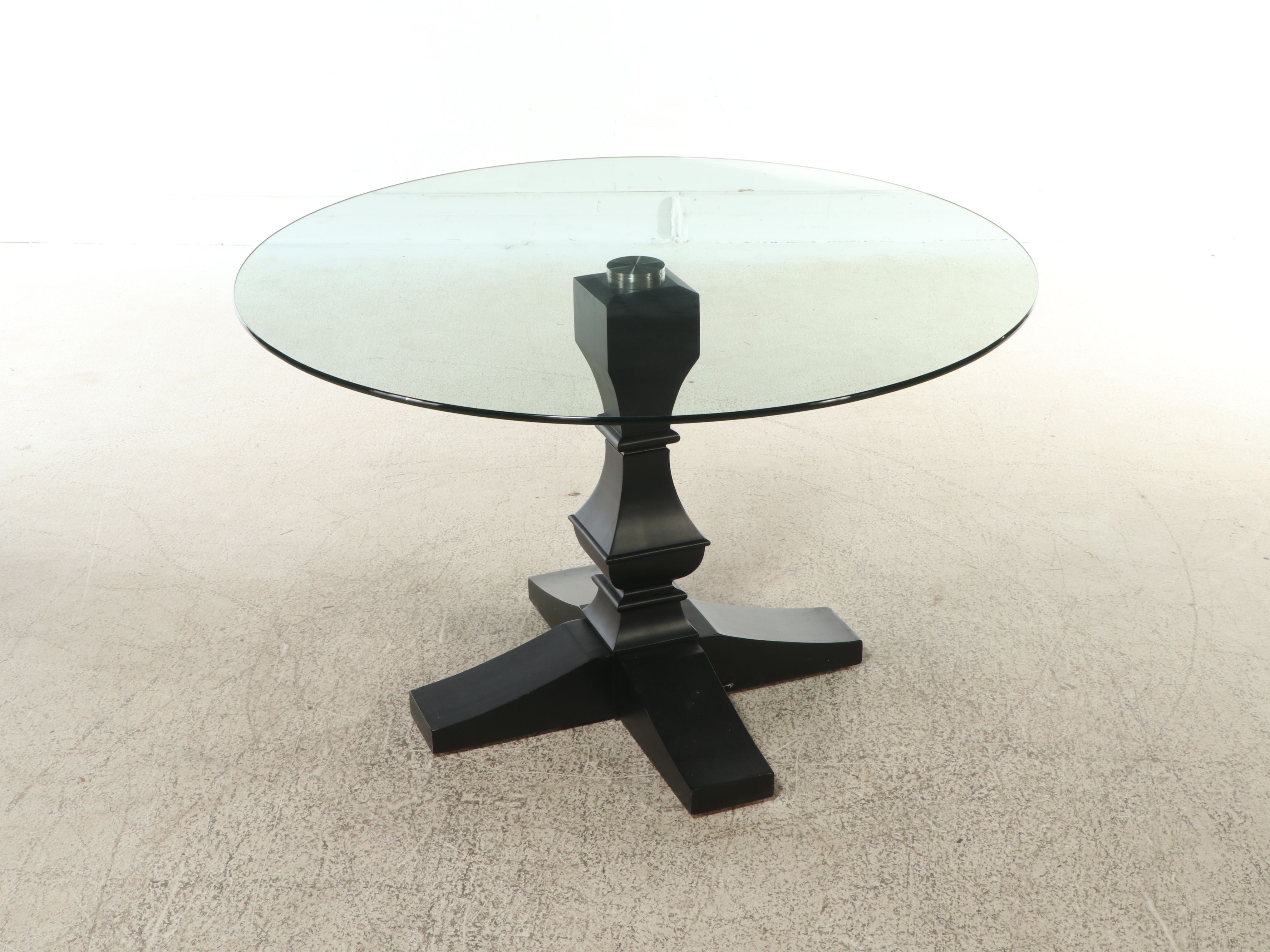 Five Piece Contemporary Dining Set with Glass Top Pedestal Table