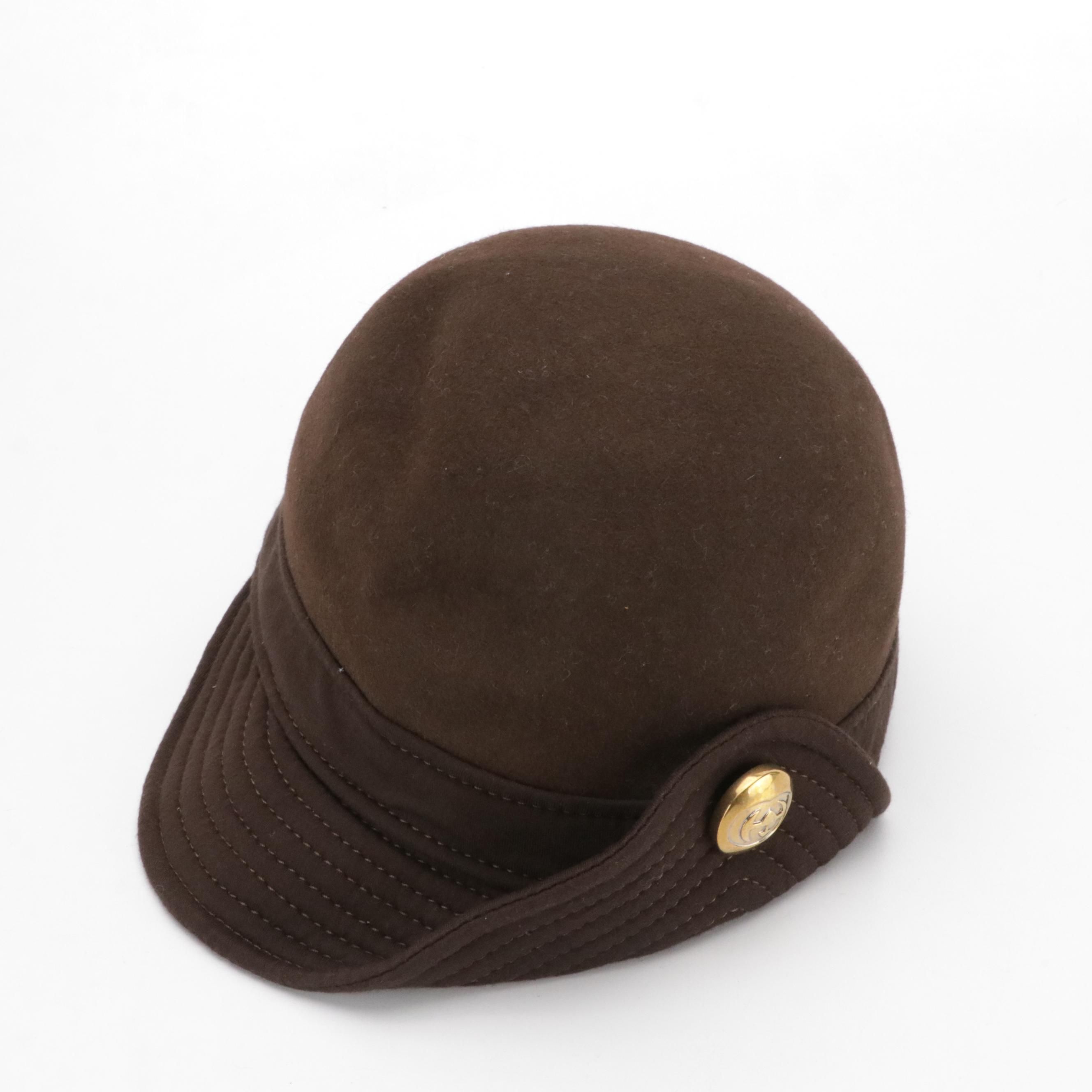 Gucci Jockey Style Riding Cap in Rabbit Fur Felt