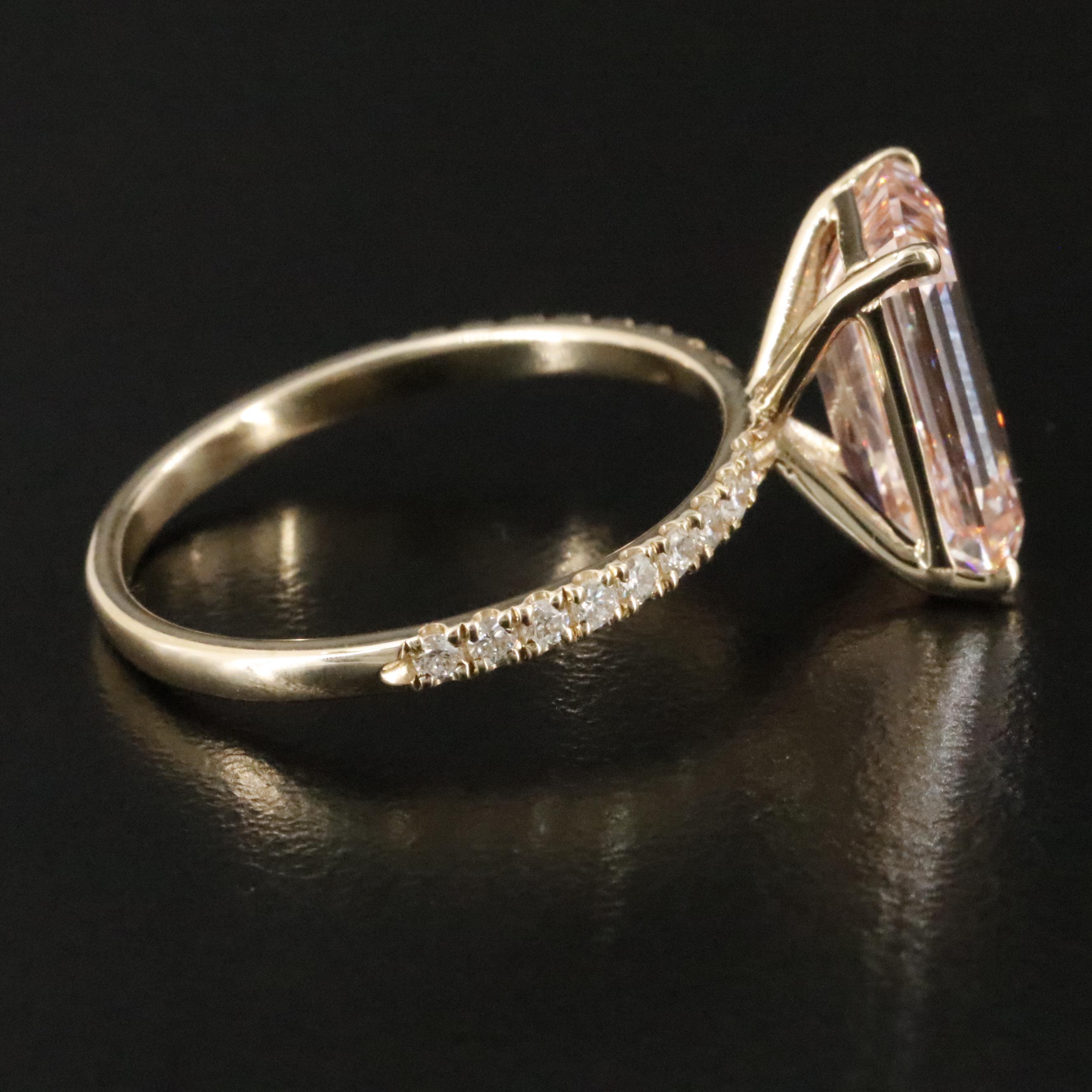 14K 4.24 CTW Lab Grown Diamond Ring with IGI Report & Fancy Pink Center