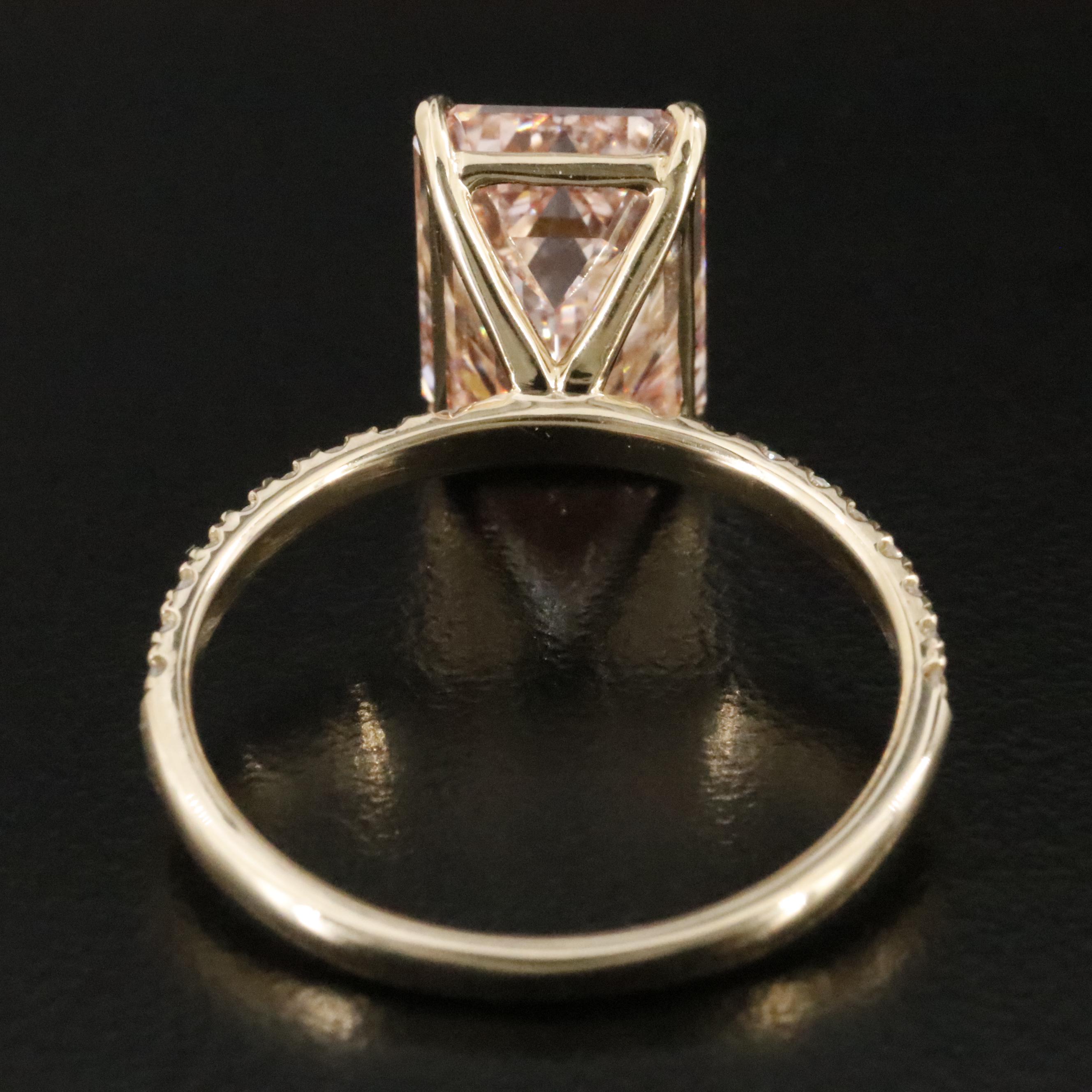 14K 4.24 CTW Lab Grown Diamond Ring with IGI Report & Fancy Pink Center