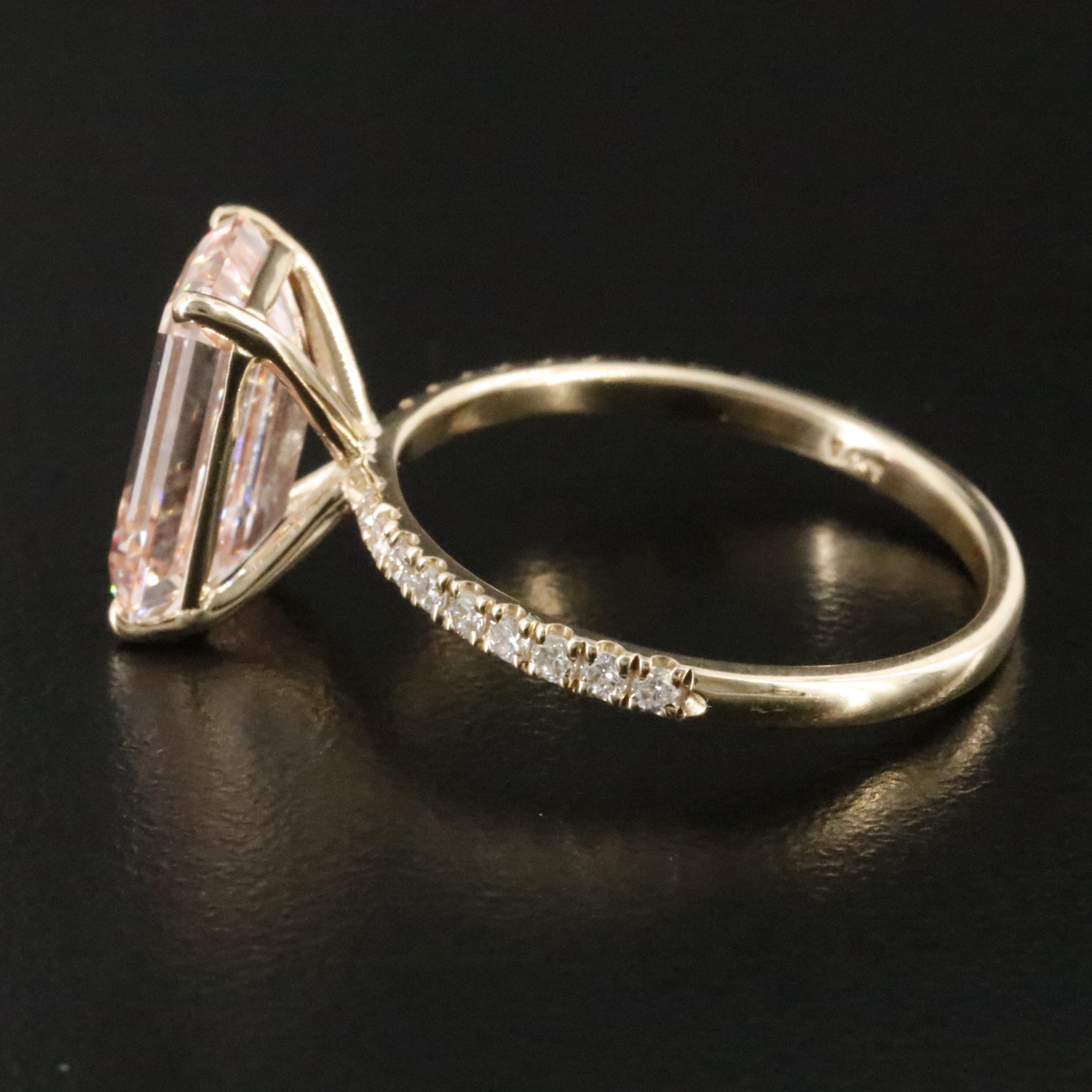 14K 4.24 CTW Lab Grown Diamond Ring with IGI Report & Fancy Pink Center