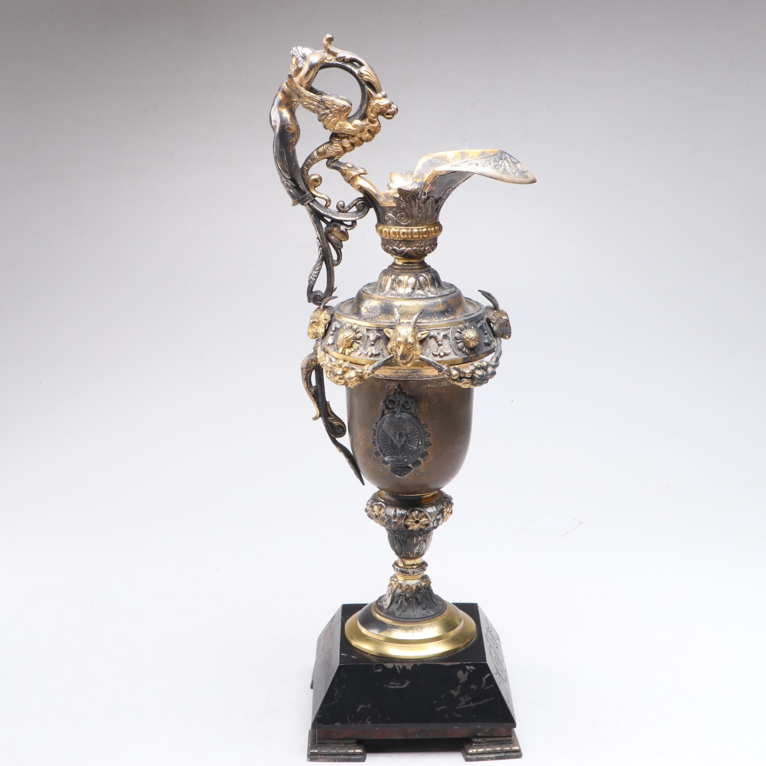 Baroque Style Gilded Cast Spelter Mantel Ewer