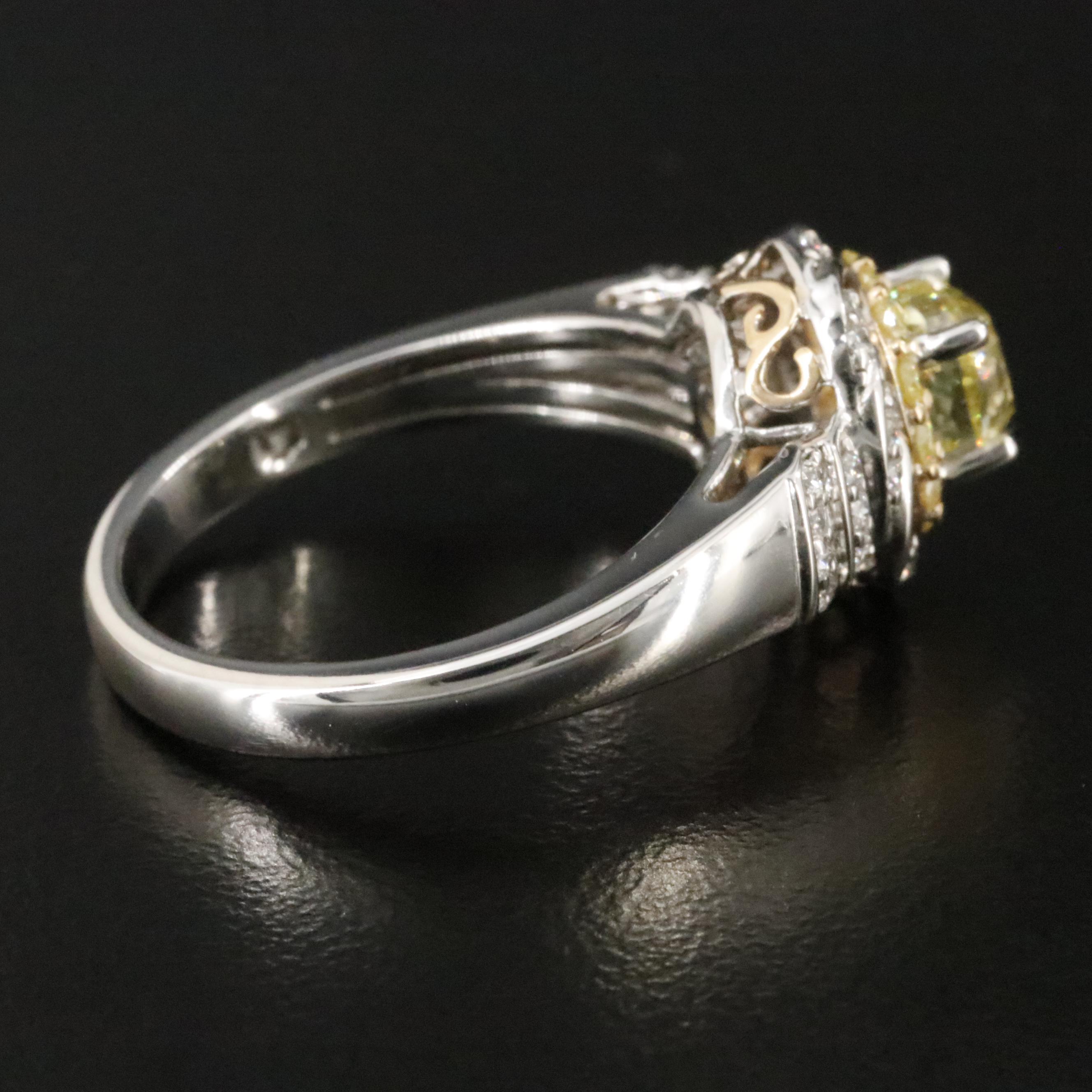 Chromia 18K 1.41 CTW Diamond Ring with Fancy Yellow Diamonds and GIA Report