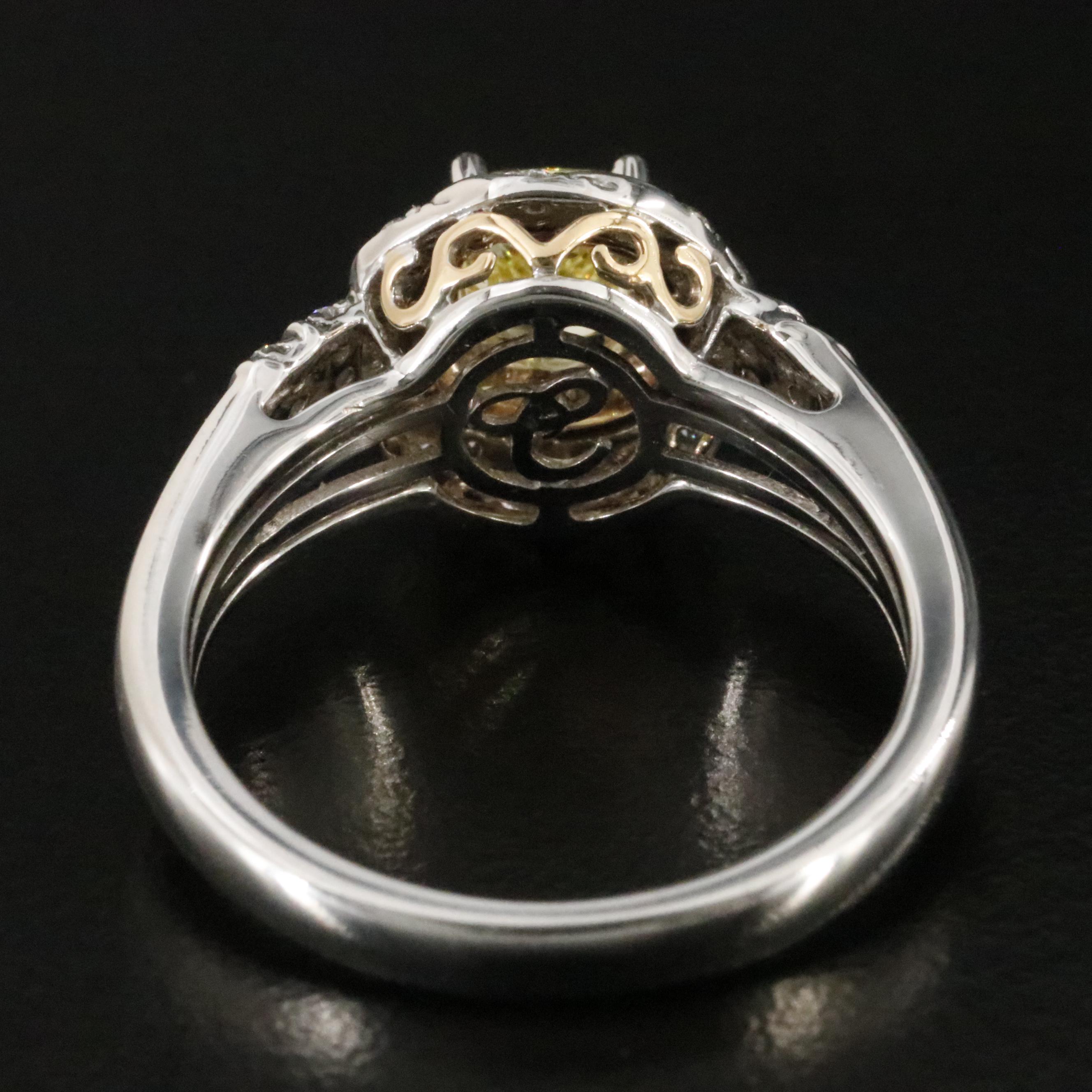 Chromia 18K 1.41 CTW Diamond Ring with Fancy Yellow Diamonds and GIA Report