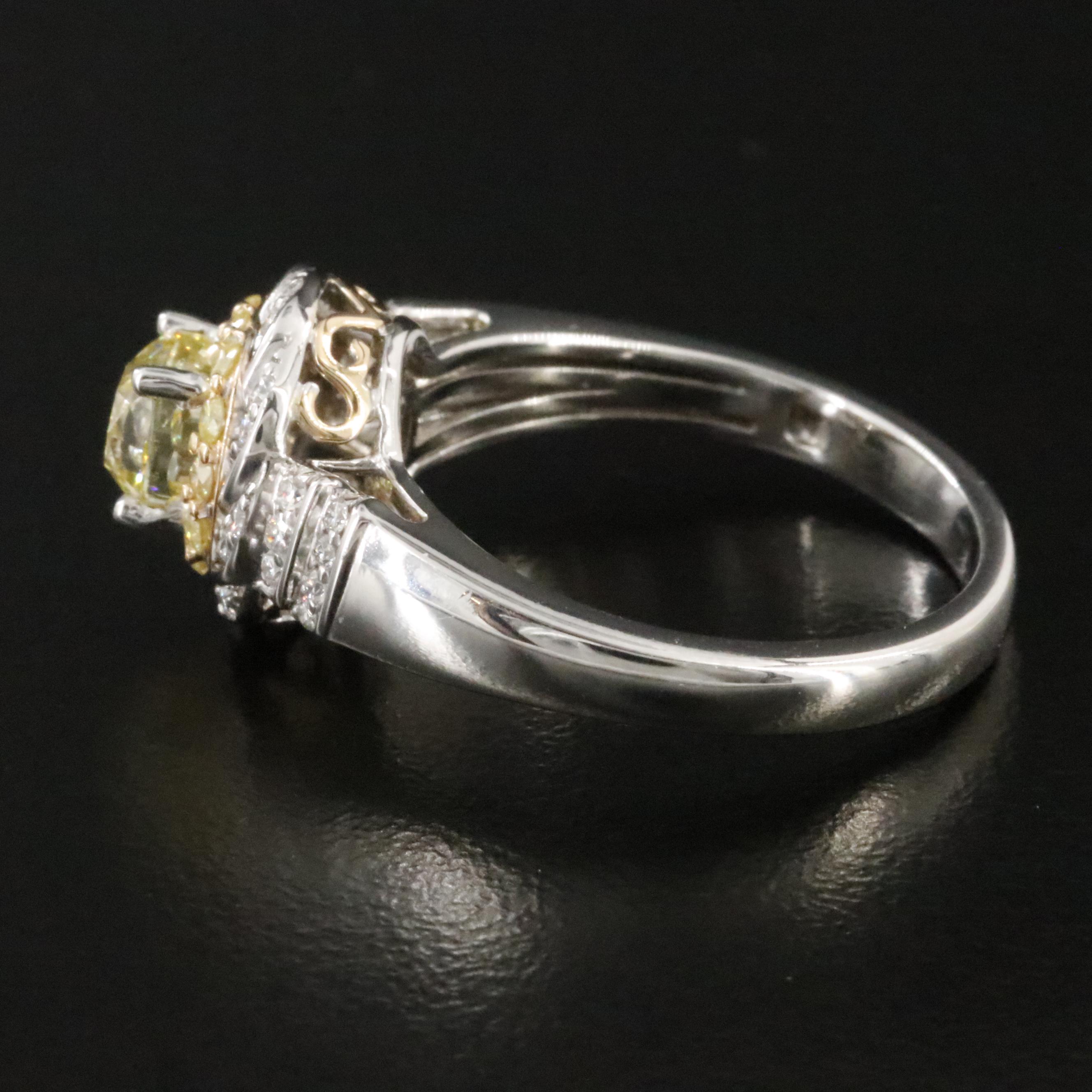 Chromia 18K 1.41 CTW Diamond Ring with Fancy Yellow Diamonds and GIA Report