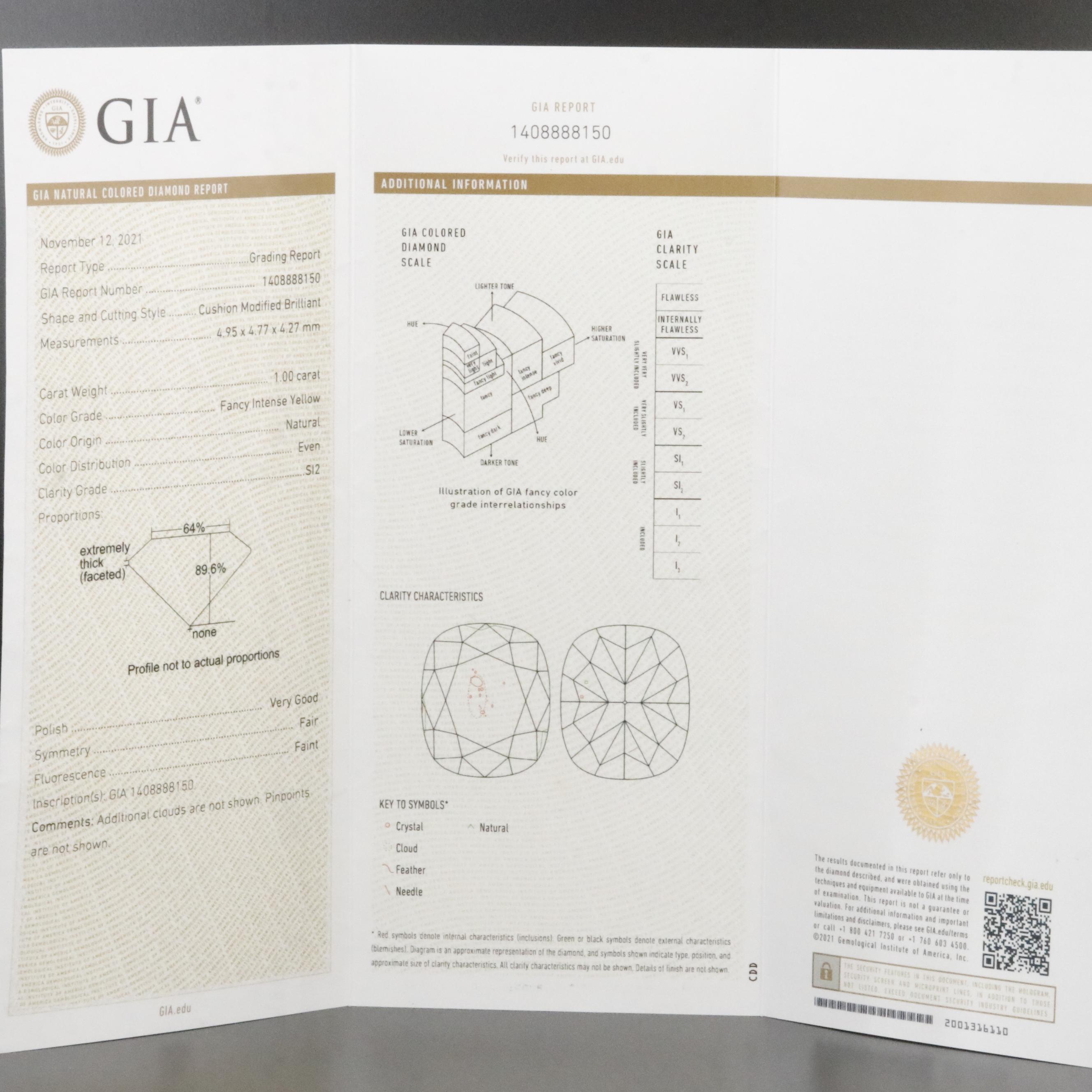 Chromia 18K 1.41 CTW Diamond Ring with Fancy Yellow Diamonds and GIA Report