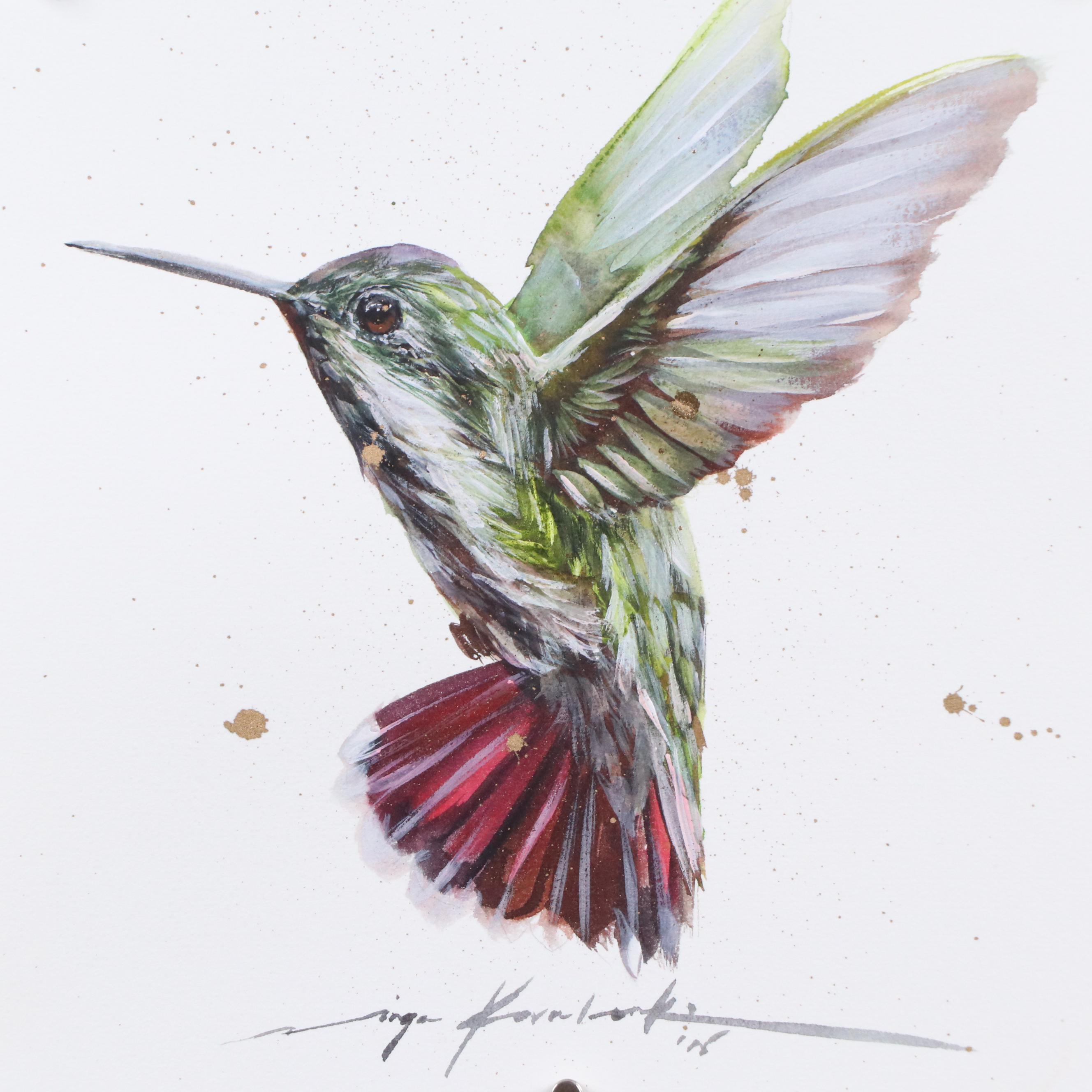 Inga Kovalenko Mixed Media Painting of Hummingbird, 2025