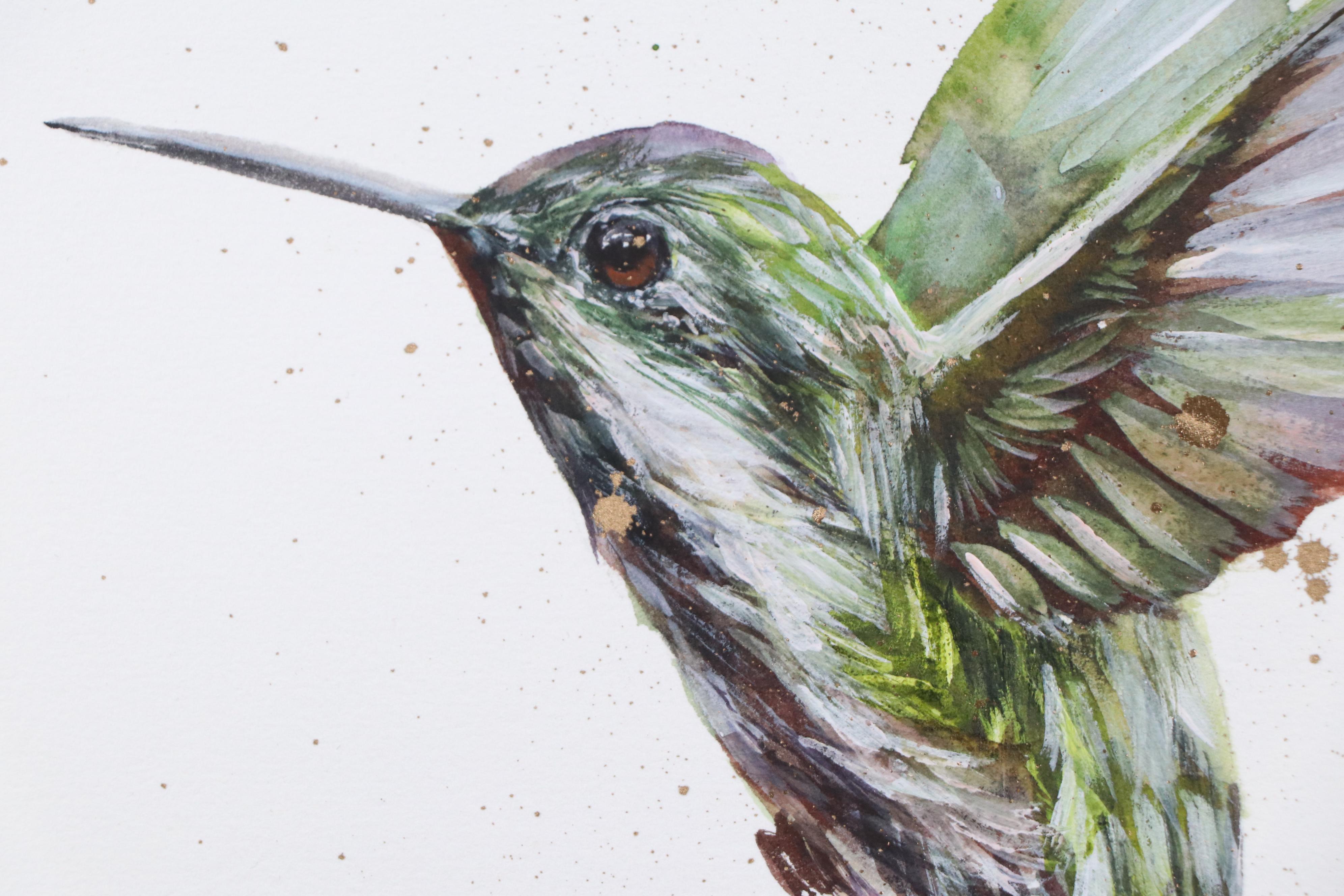 Inga Kovalenko Mixed Media Painting of Hummingbird, 2025
