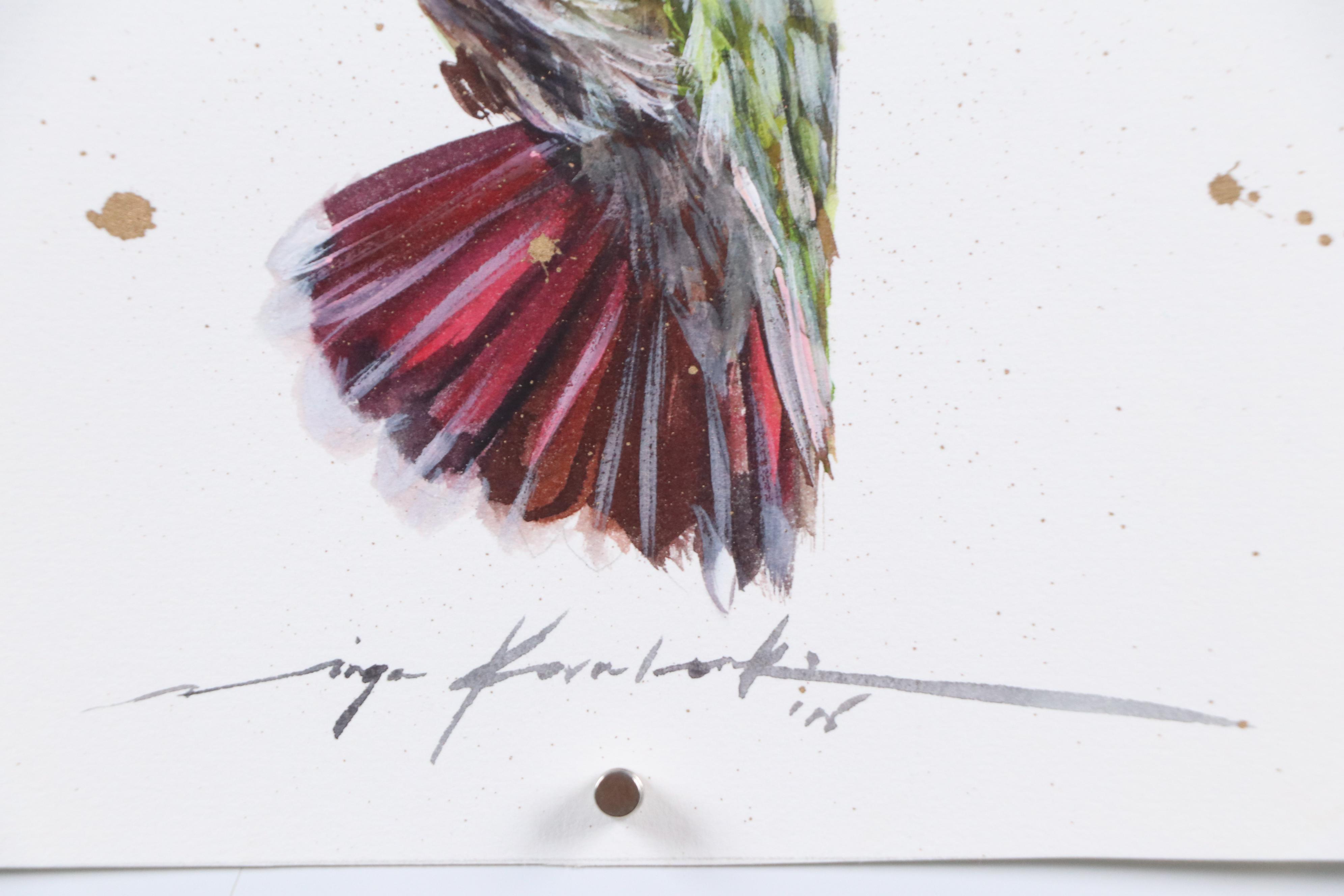 Inga Kovalenko Mixed Media Painting of Hummingbird, 2025