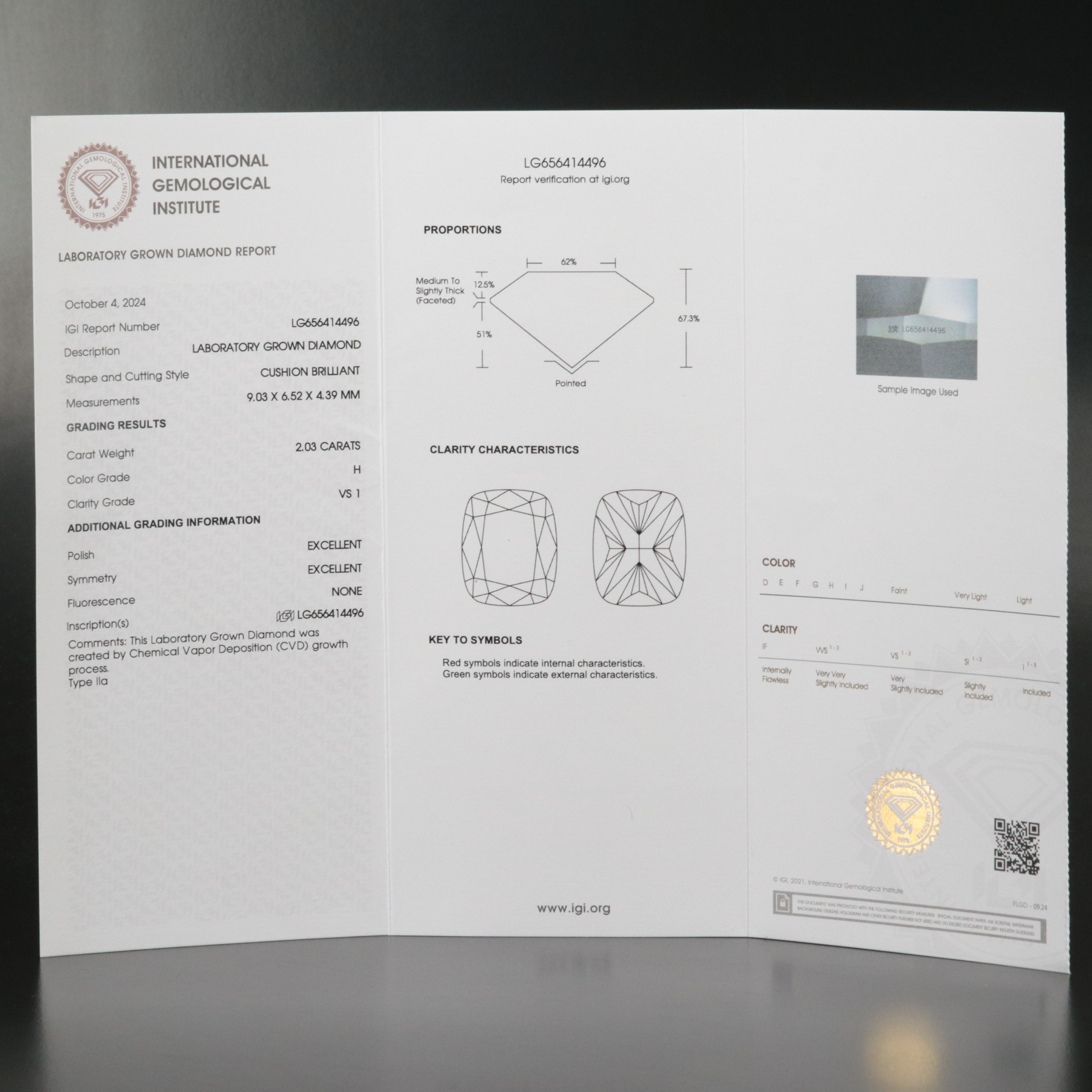 Loose 2.03 CT Lab Grown Diamond with IGI Report