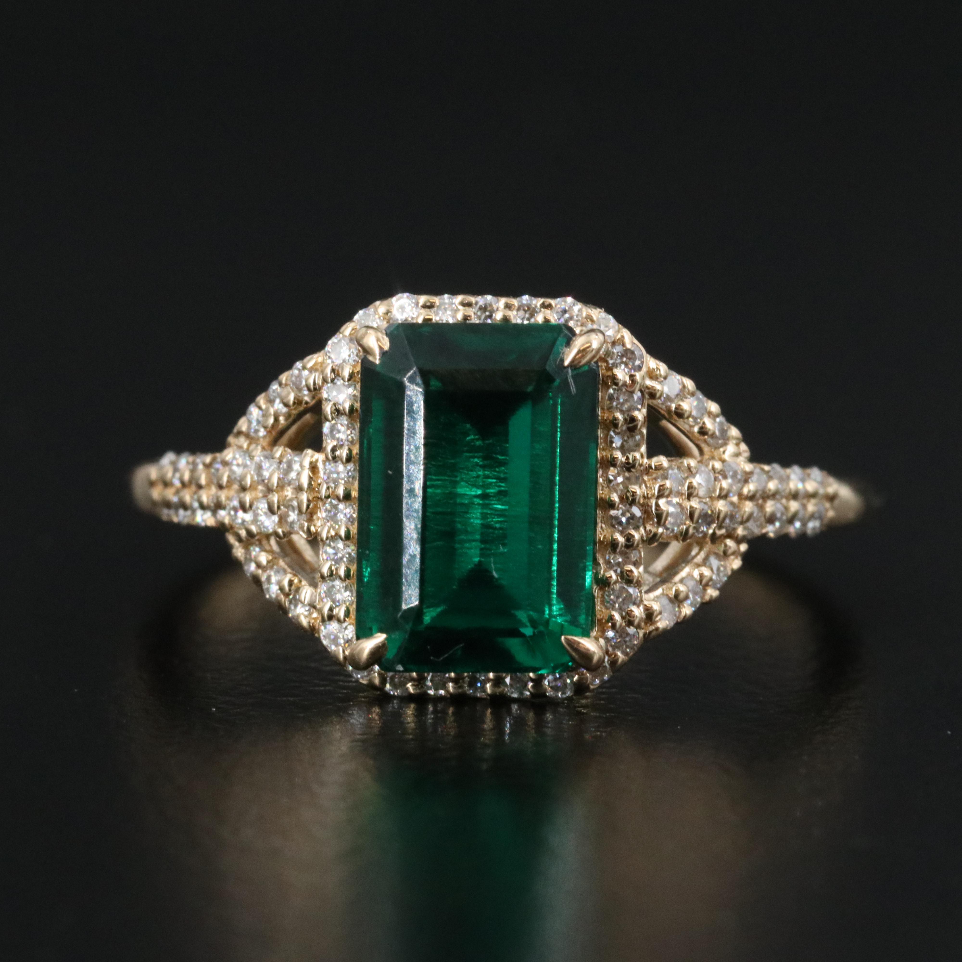 14K Emerald and Moissanite Ring