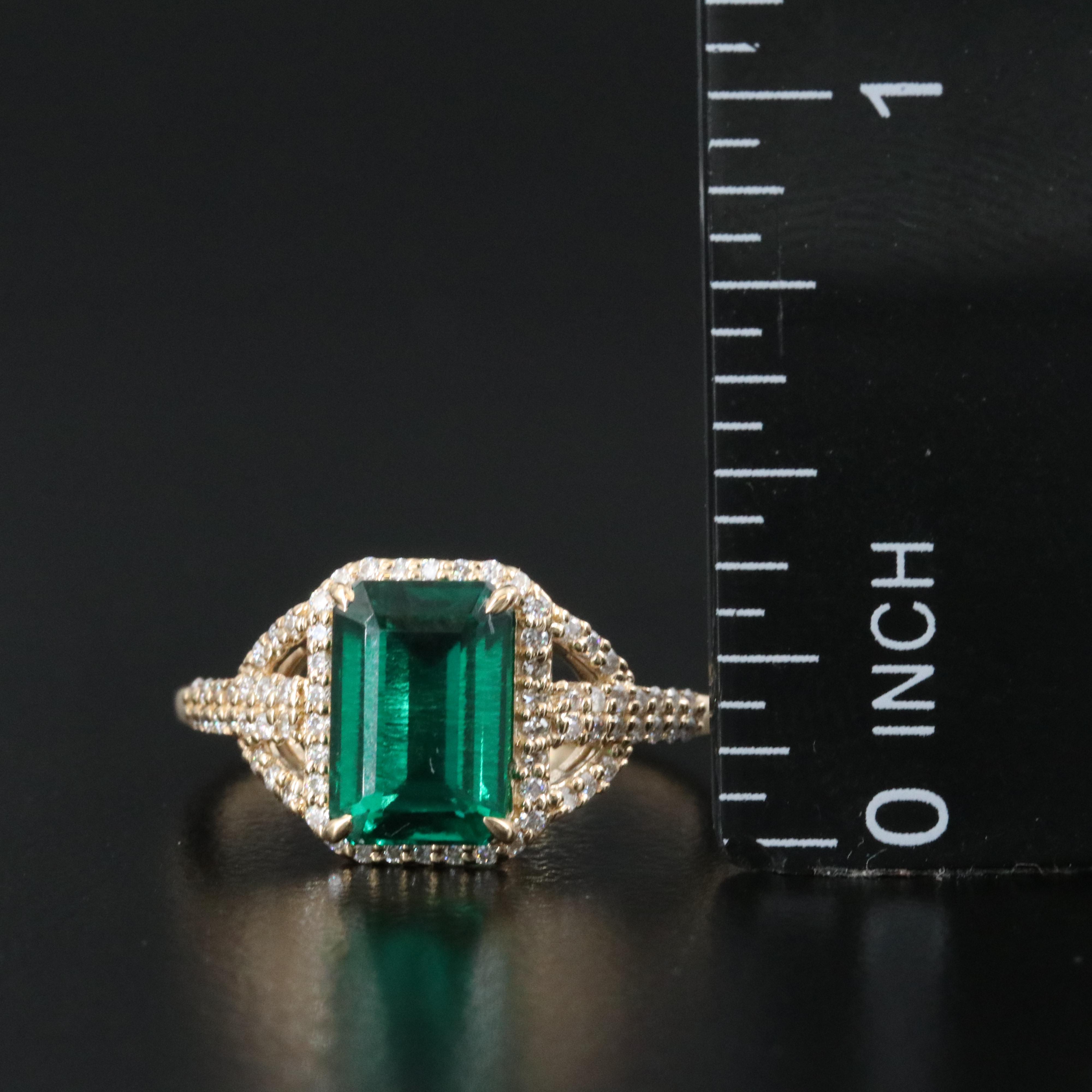 14K Emerald and Moissanite Ring