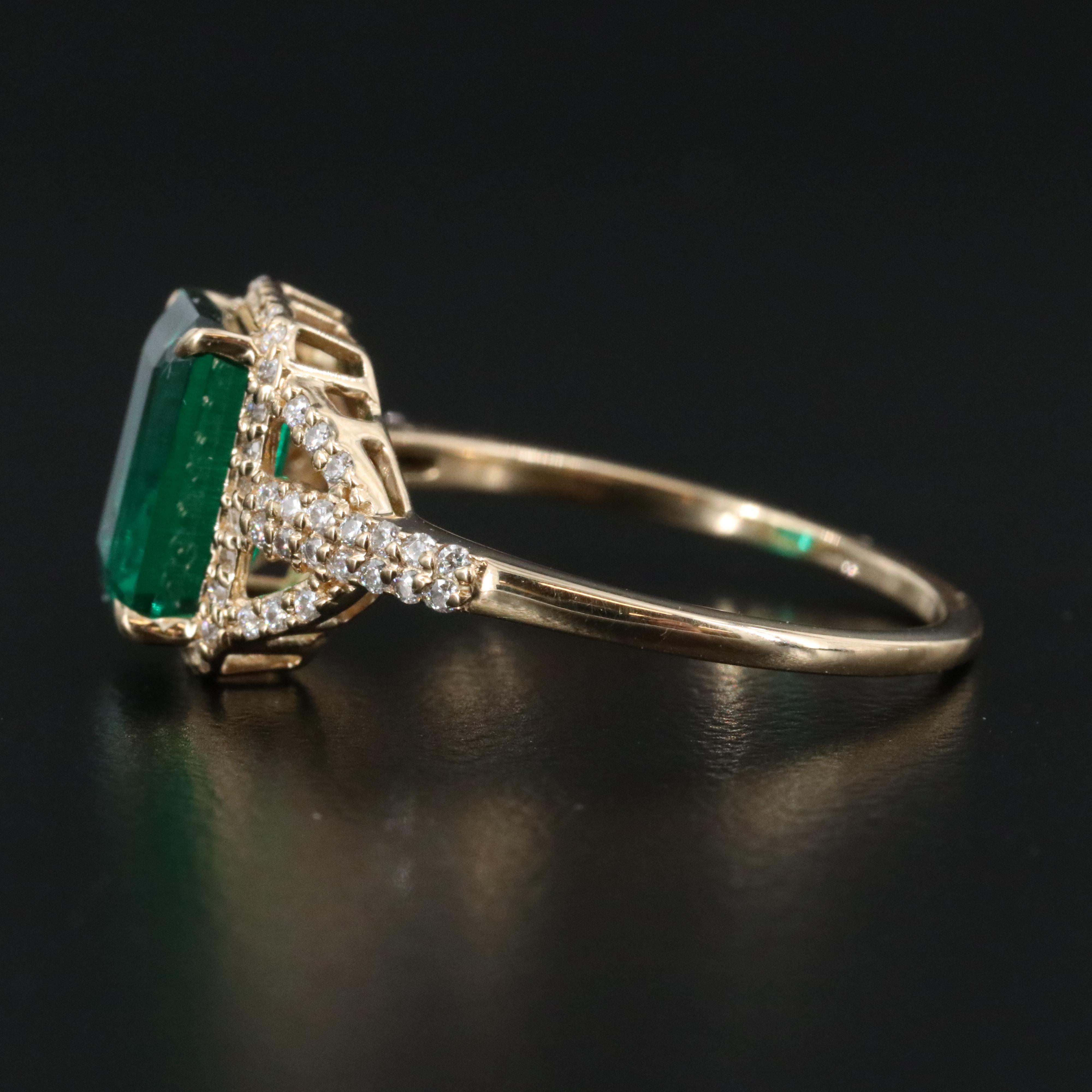 14K Emerald and Moissanite Ring