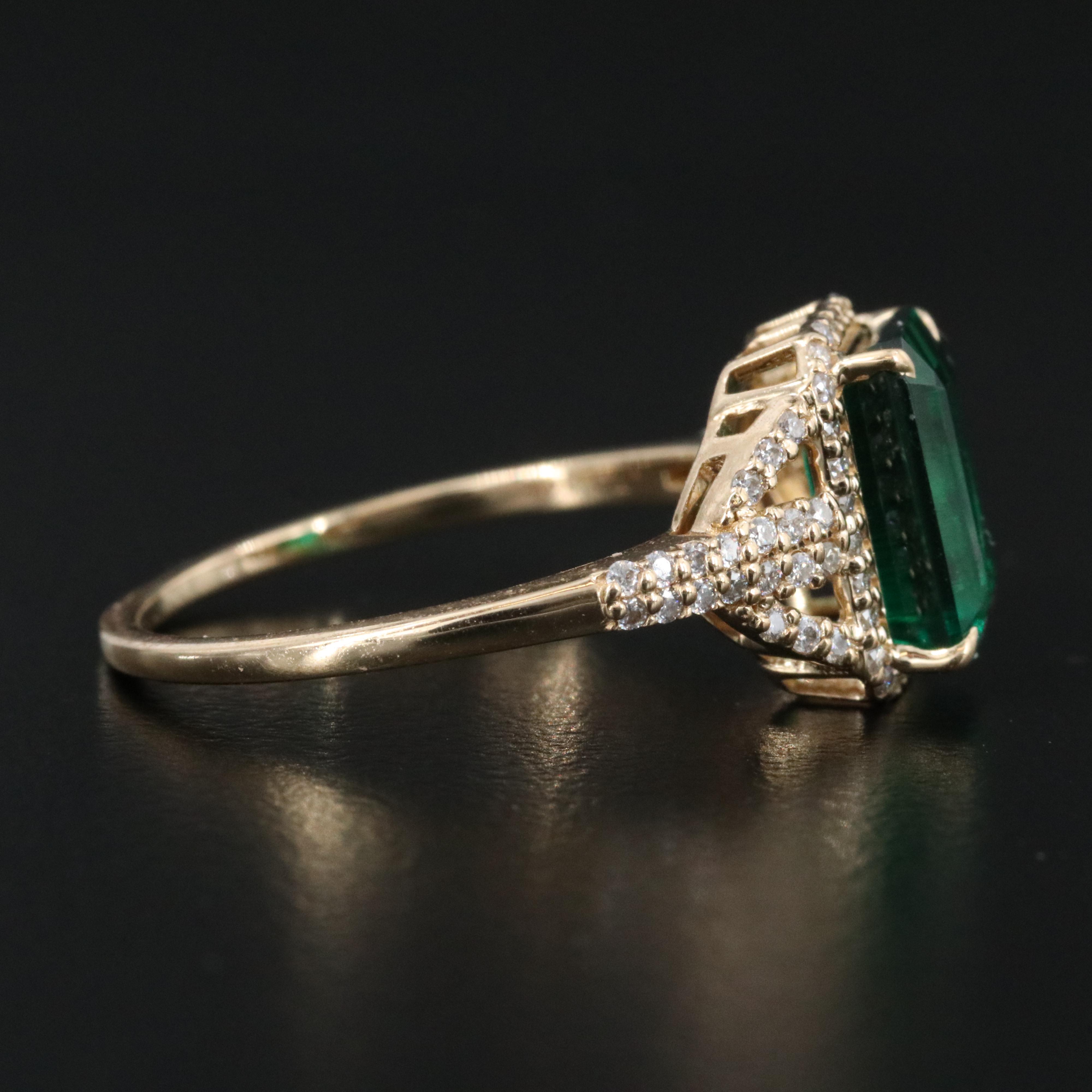 14K Emerald and Moissanite Ring