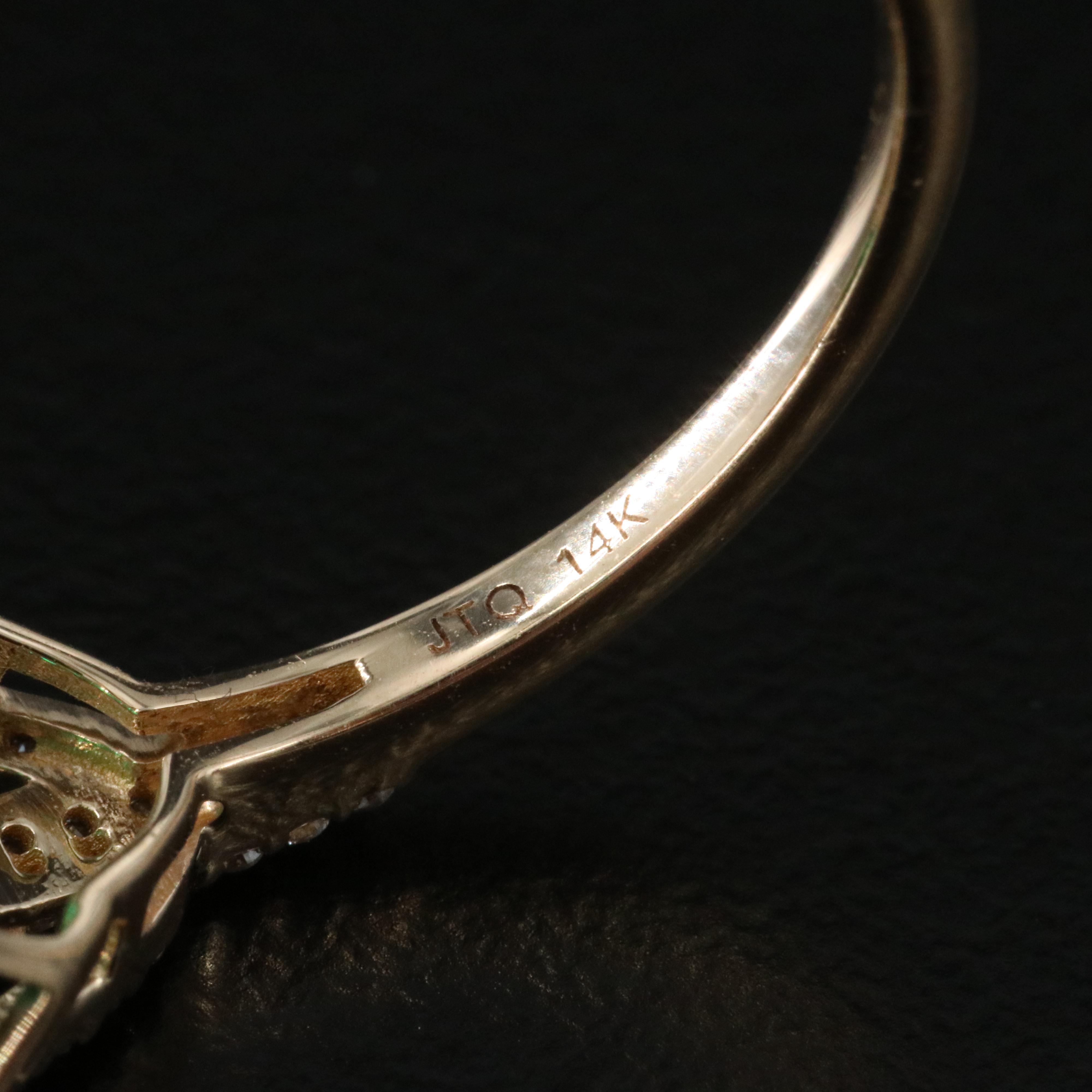 14K Emerald and Moissanite Ring