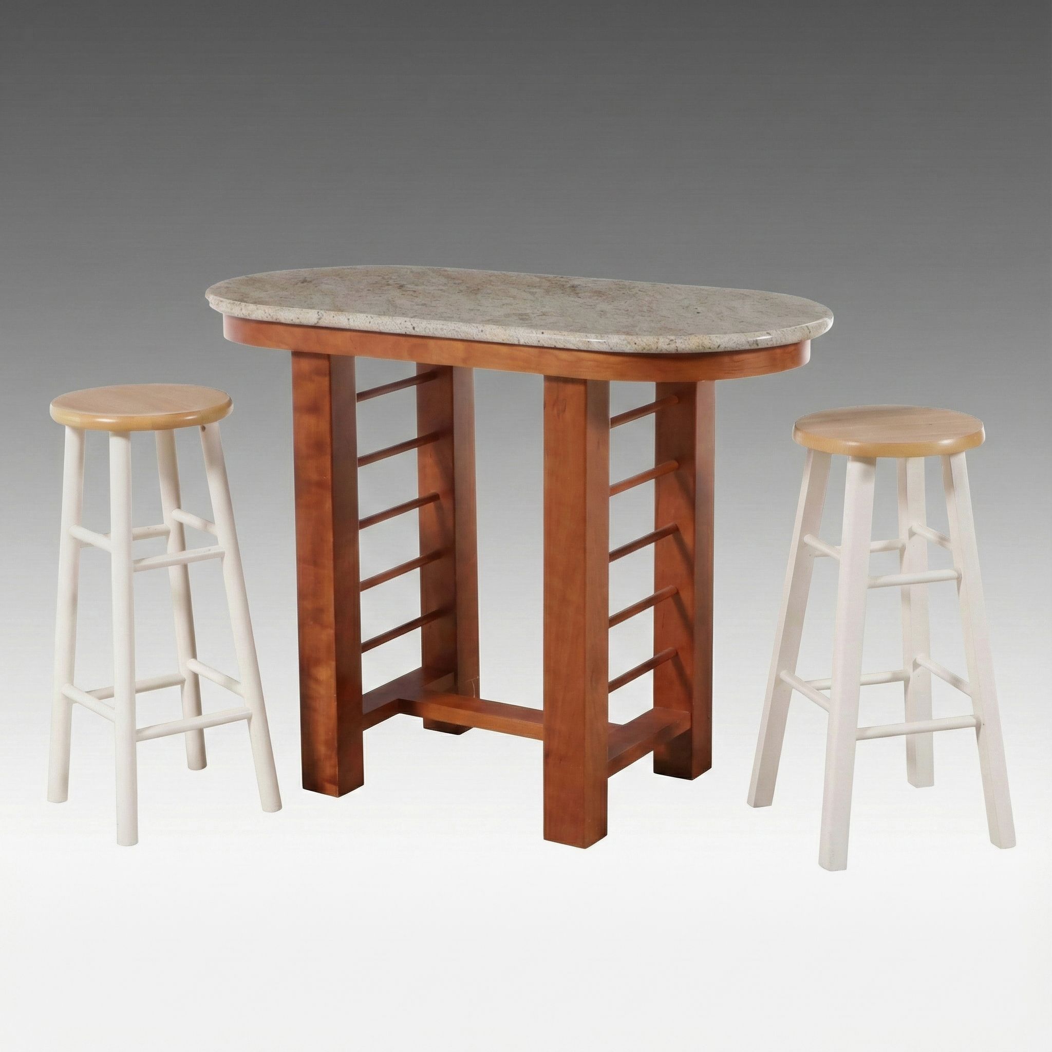 Pair of Winsome Wood Barstools with Granite Top Bar Table
