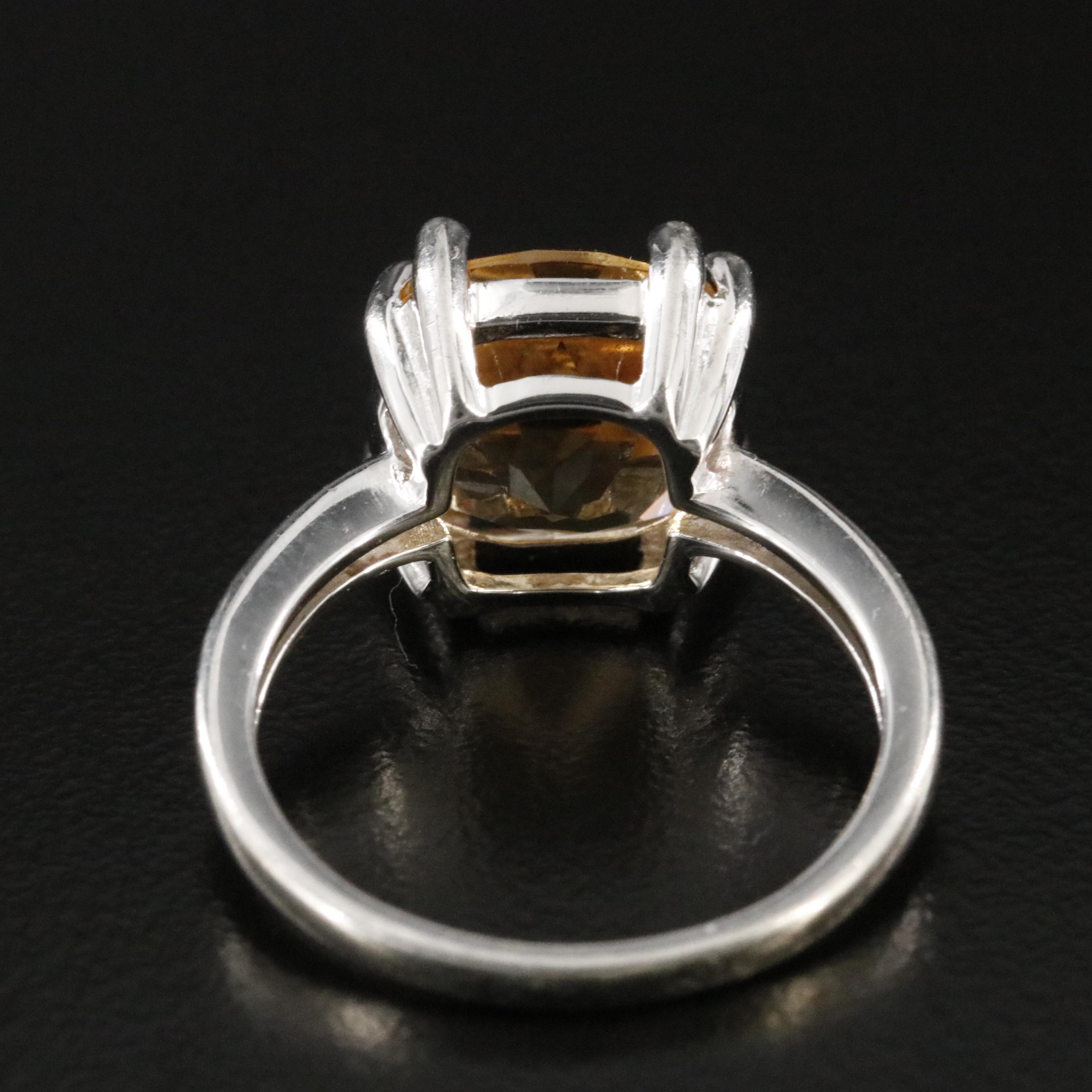 Sterling Citrine Solitaire Ring