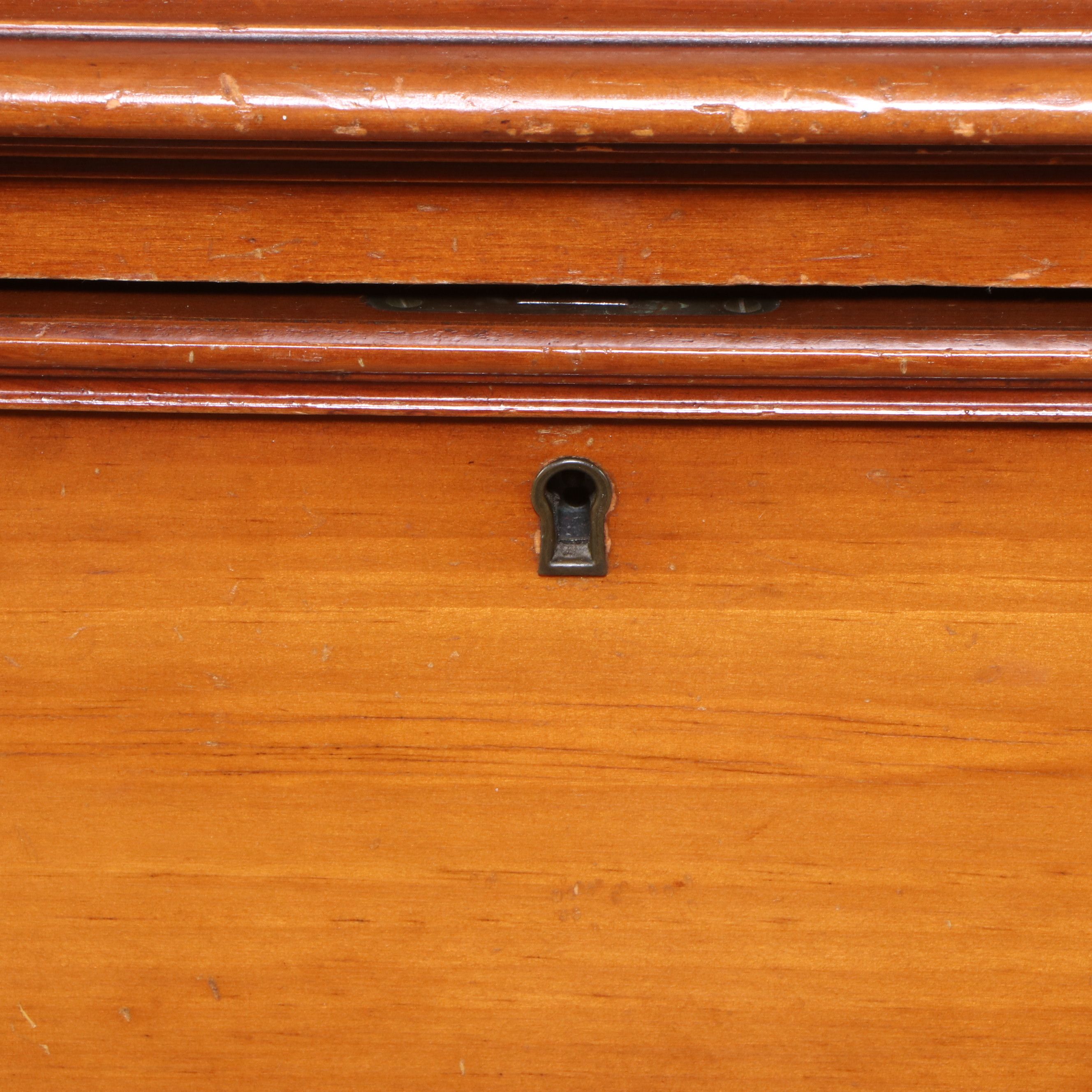 Chippendale Style Maple Finish Chest Shaped Desk with Tooled Leather Top