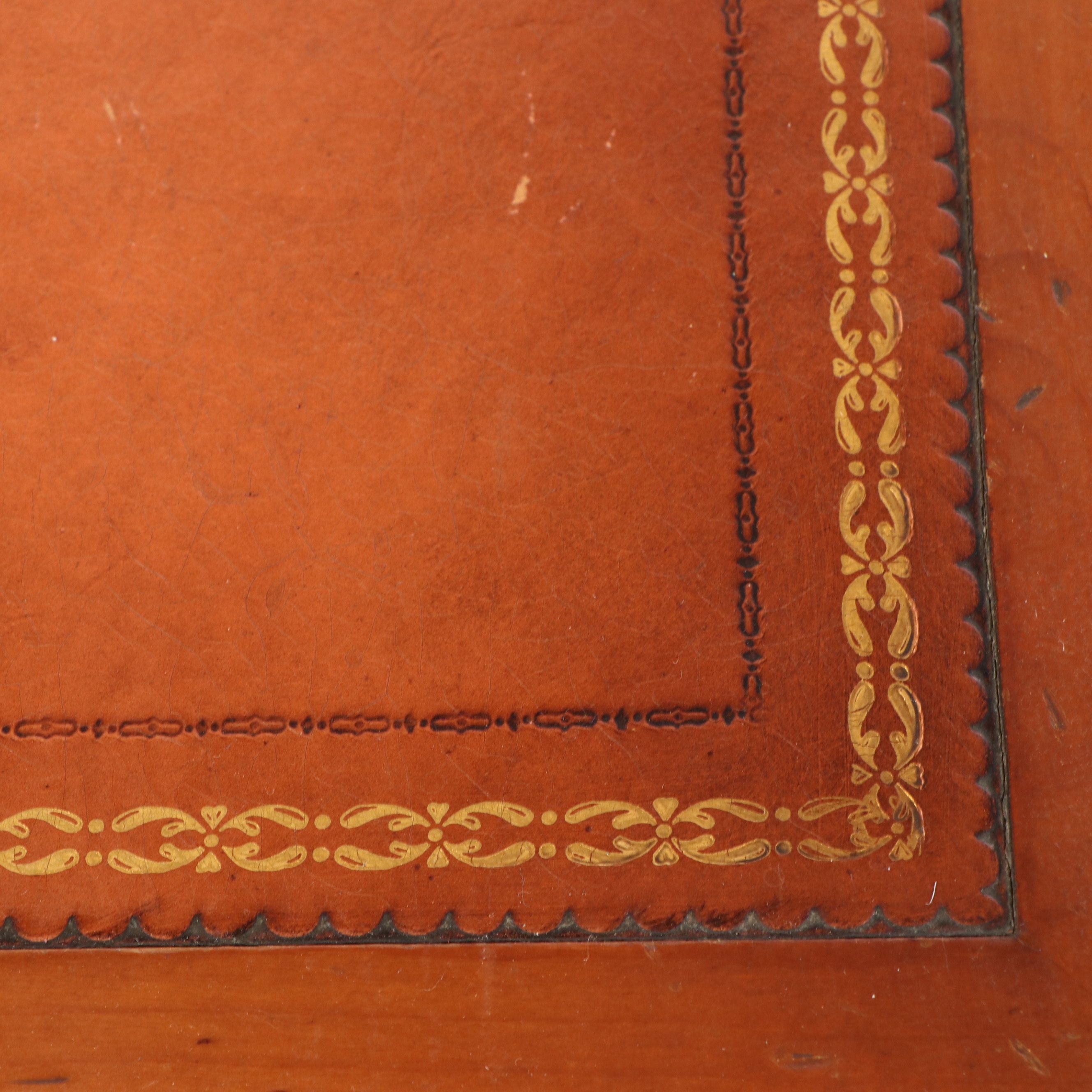 Chippendale Style Maple Finish Chest Shaped Desk with Tooled Leather Top