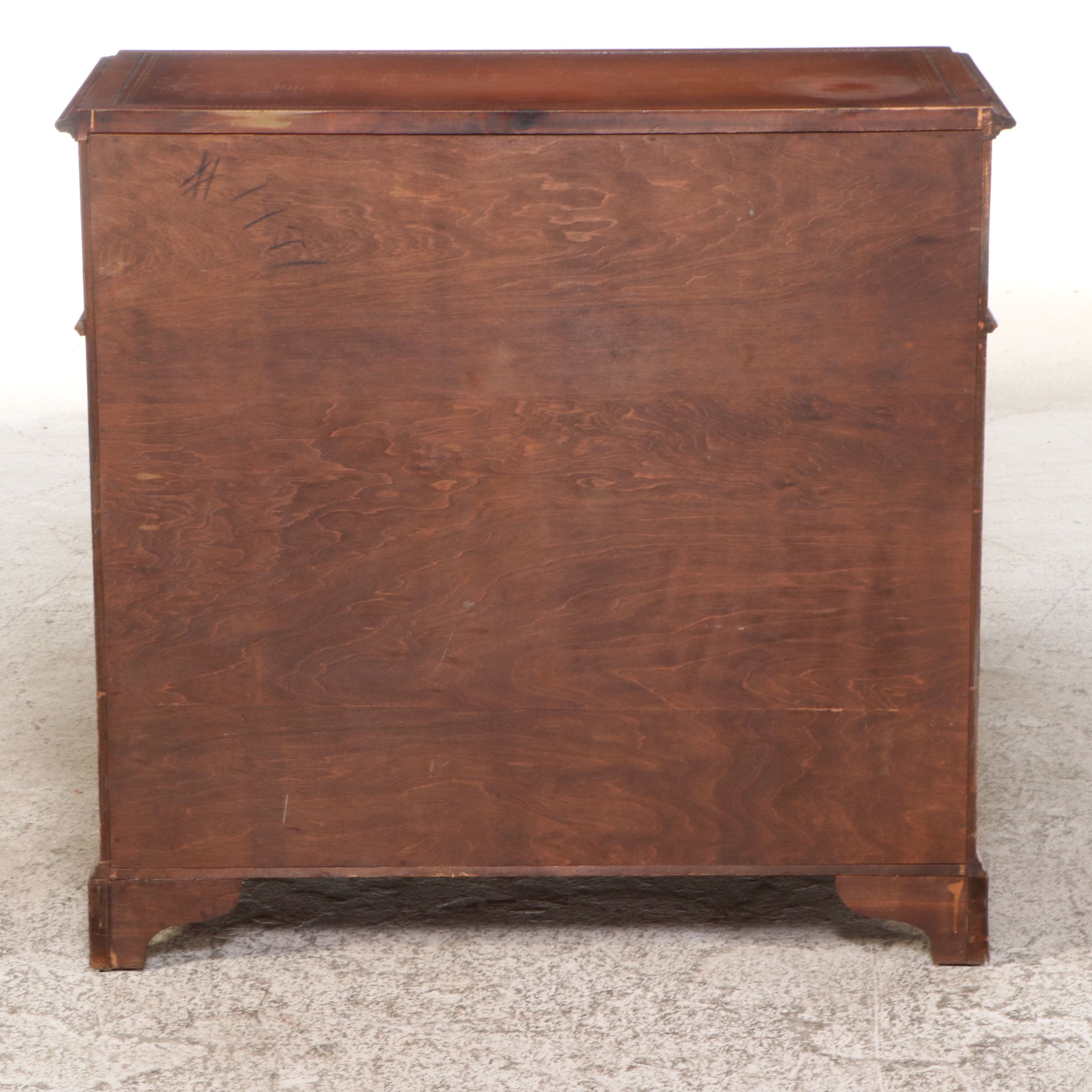 Chippendale Style Maple Finish Chest Shaped Desk with Tooled Leather Top