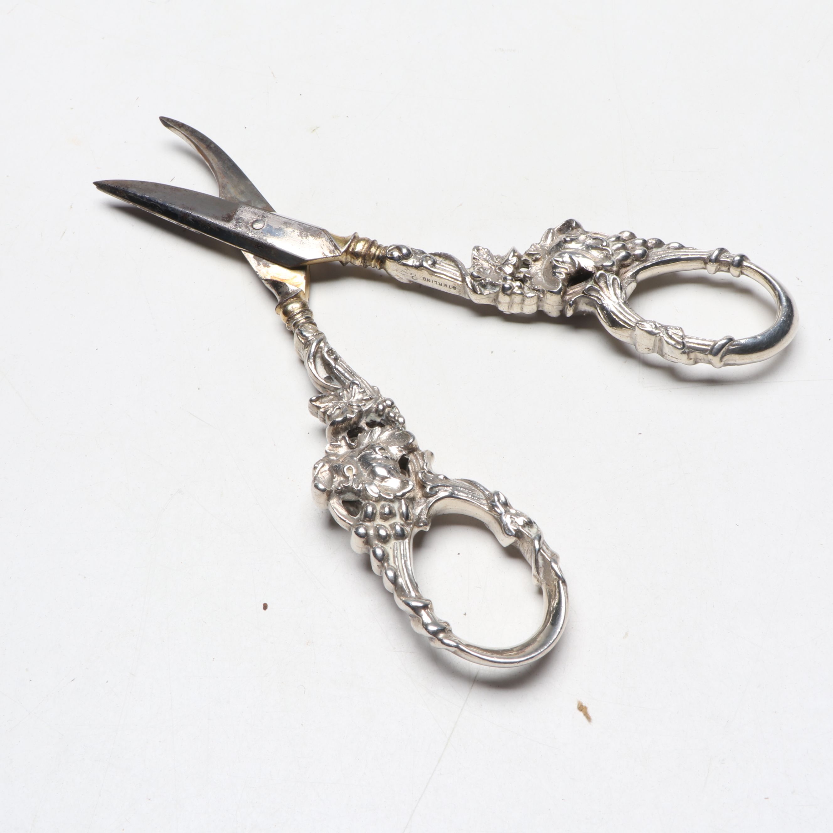 Sterling Silver Grape Shears, Christian Dior Box with Finnish and Other Knives