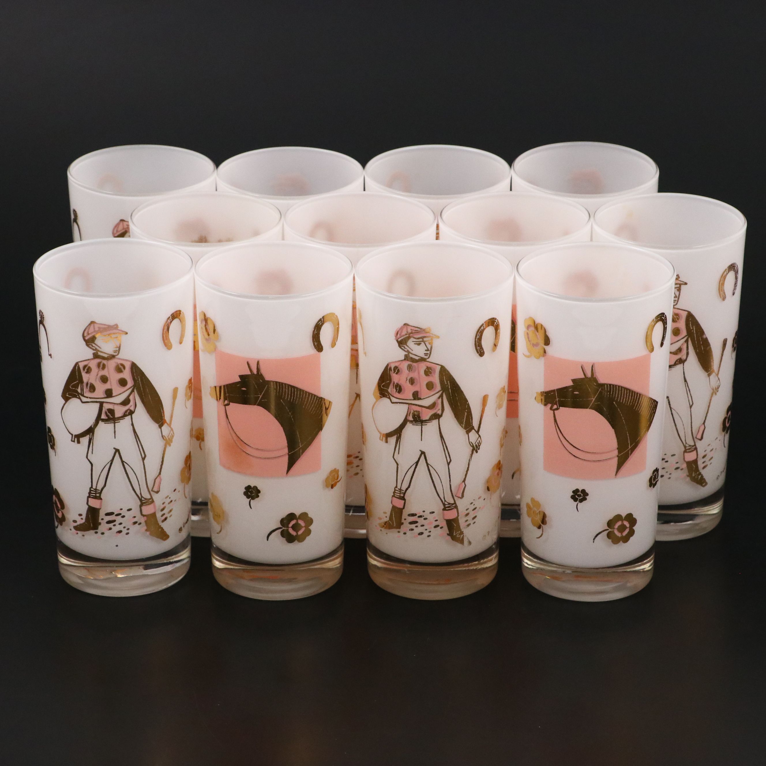 Fred Press Mid Century Modern Glass Derby Tumblers