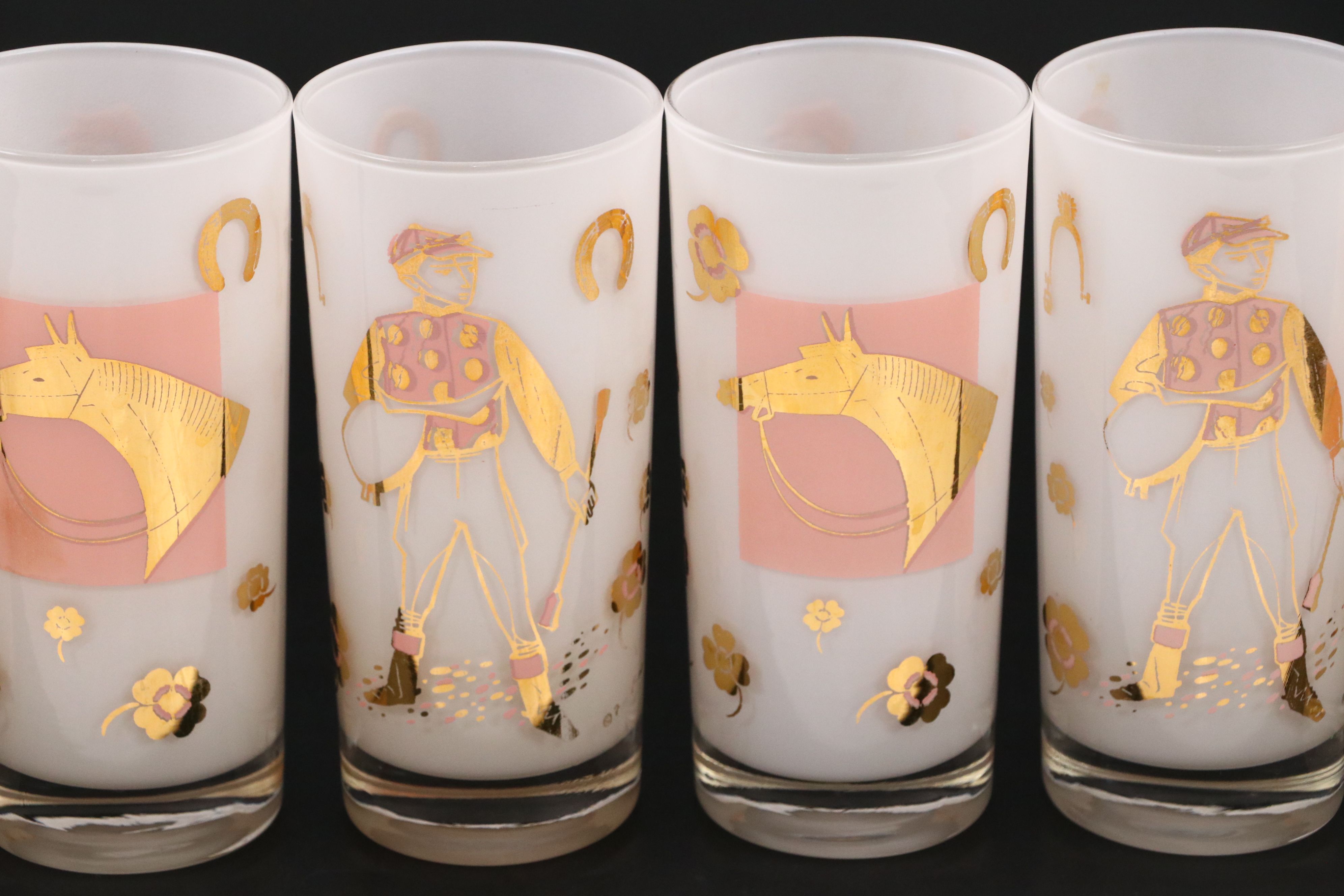 Fred Press Mid Century Modern Glass Derby Tumblers