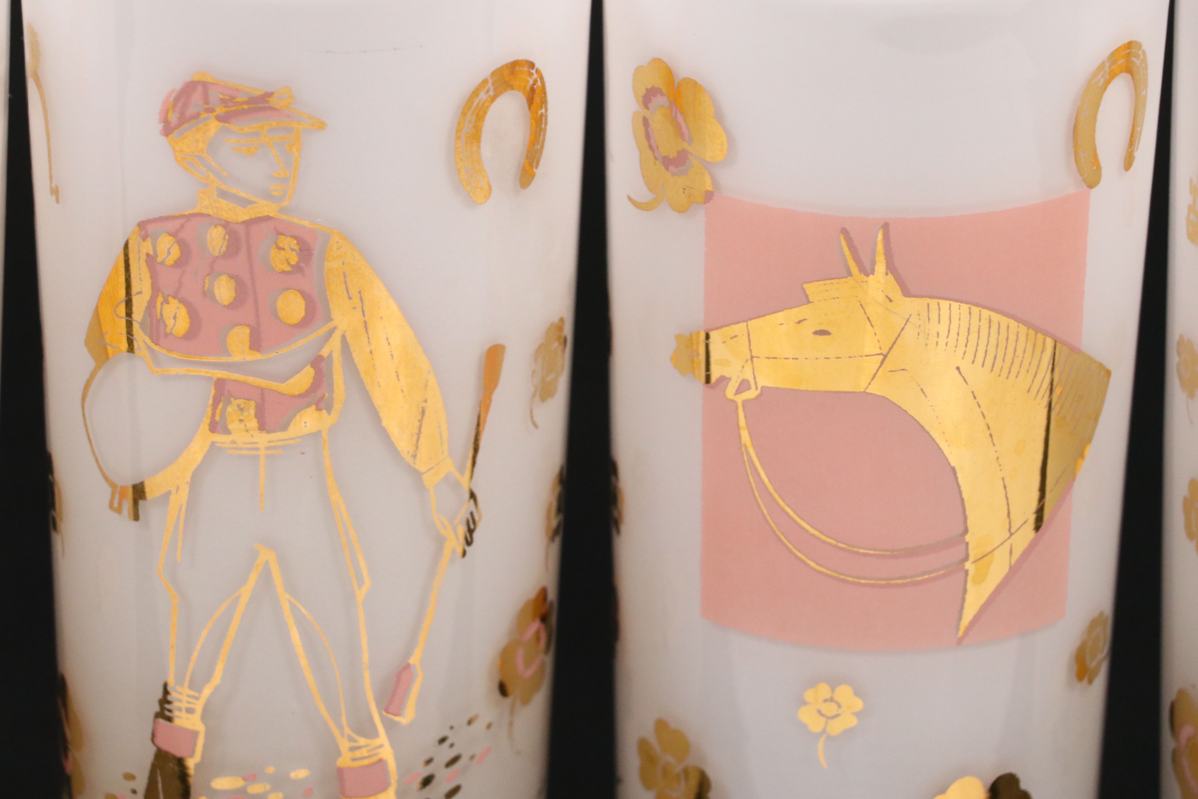 Fred Press Mid Century Modern Glass Derby Tumblers