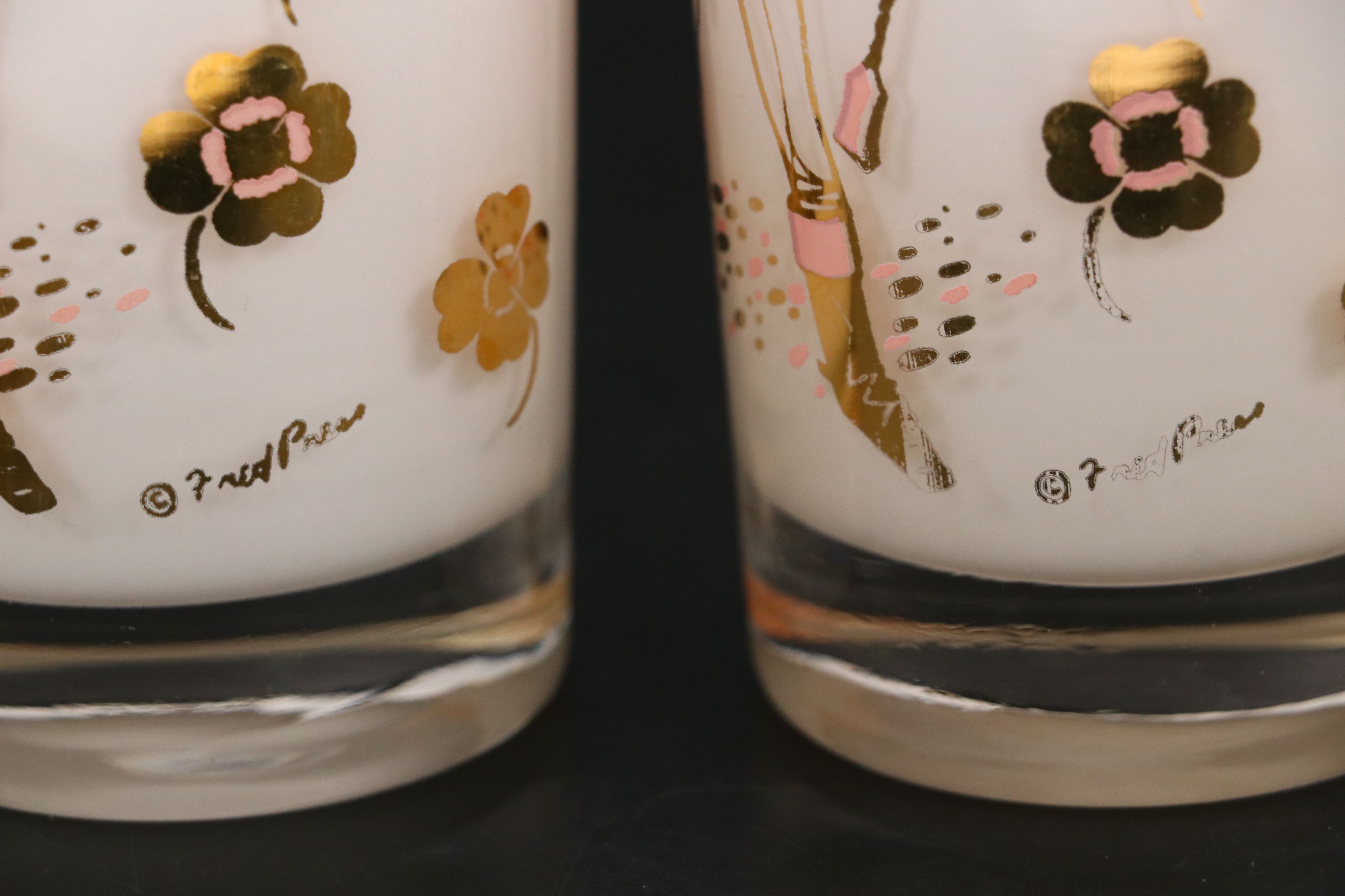 Fred Press Mid Century Modern Glass Derby Tumblers