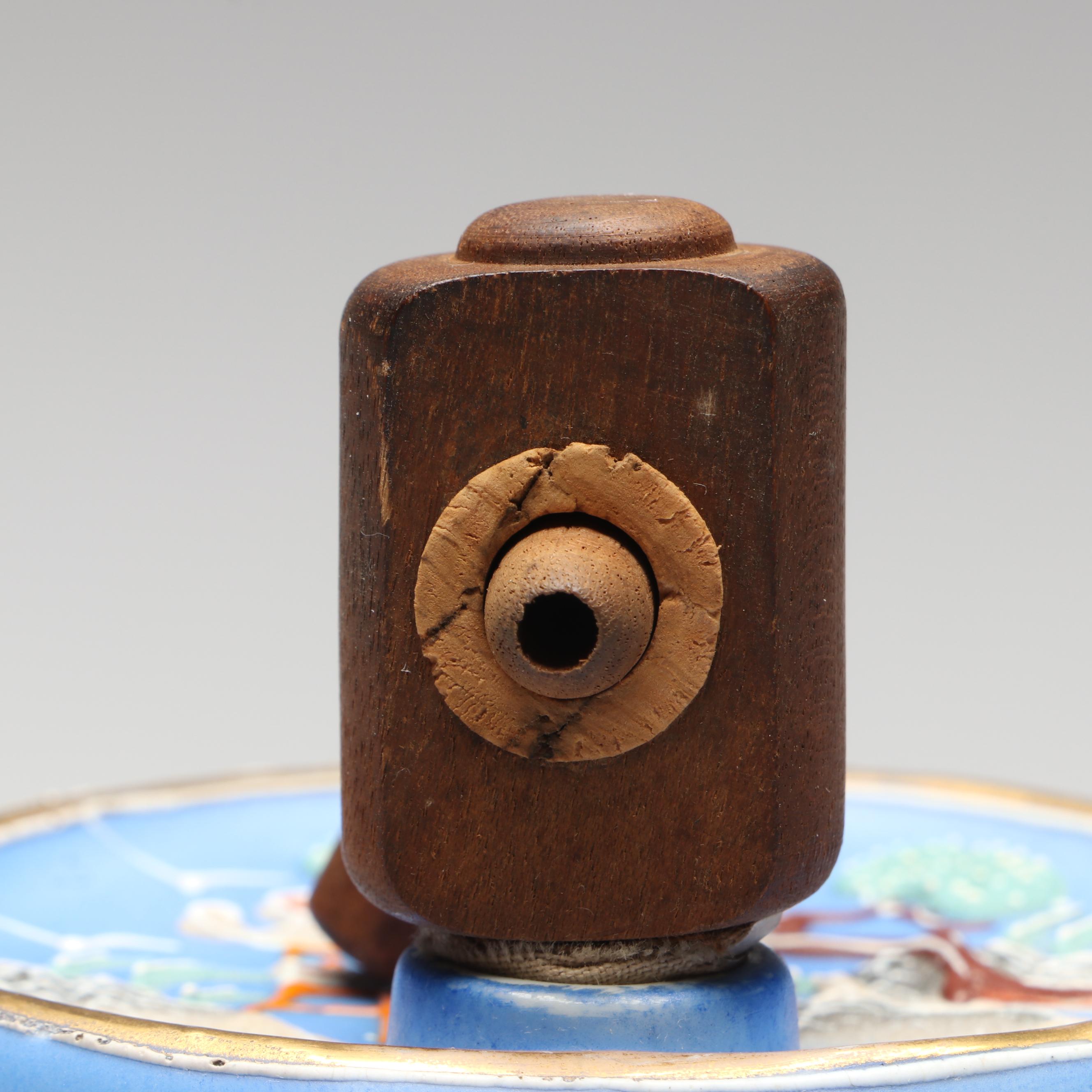 Japanese Hand-Painted Moriage Porcelain Sake Barrel