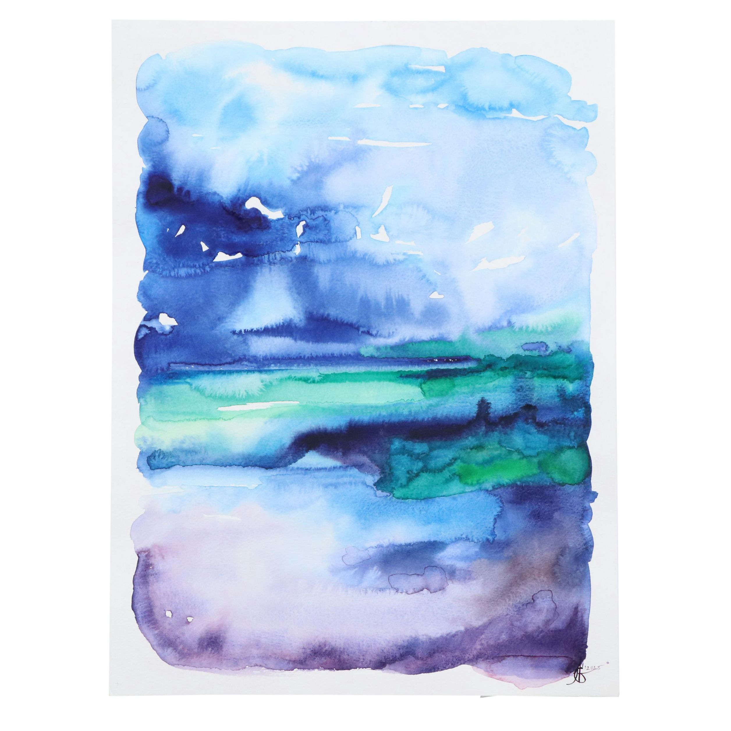 Alyona Glushchenko Abstract Landscape Watercolor Painting, 2025