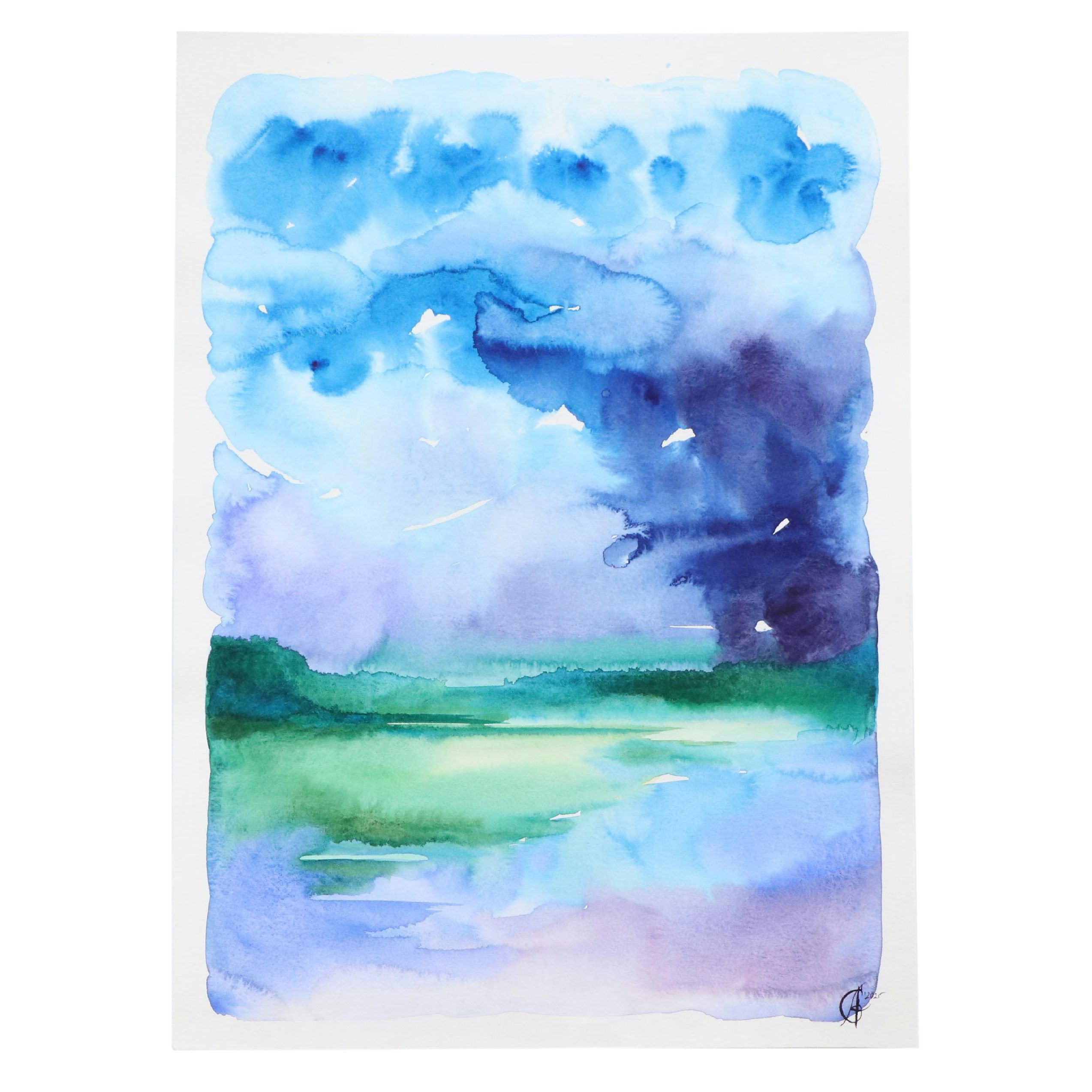 Alyona Glushchenko Abstract Landscape Watercolor Painting, 2025