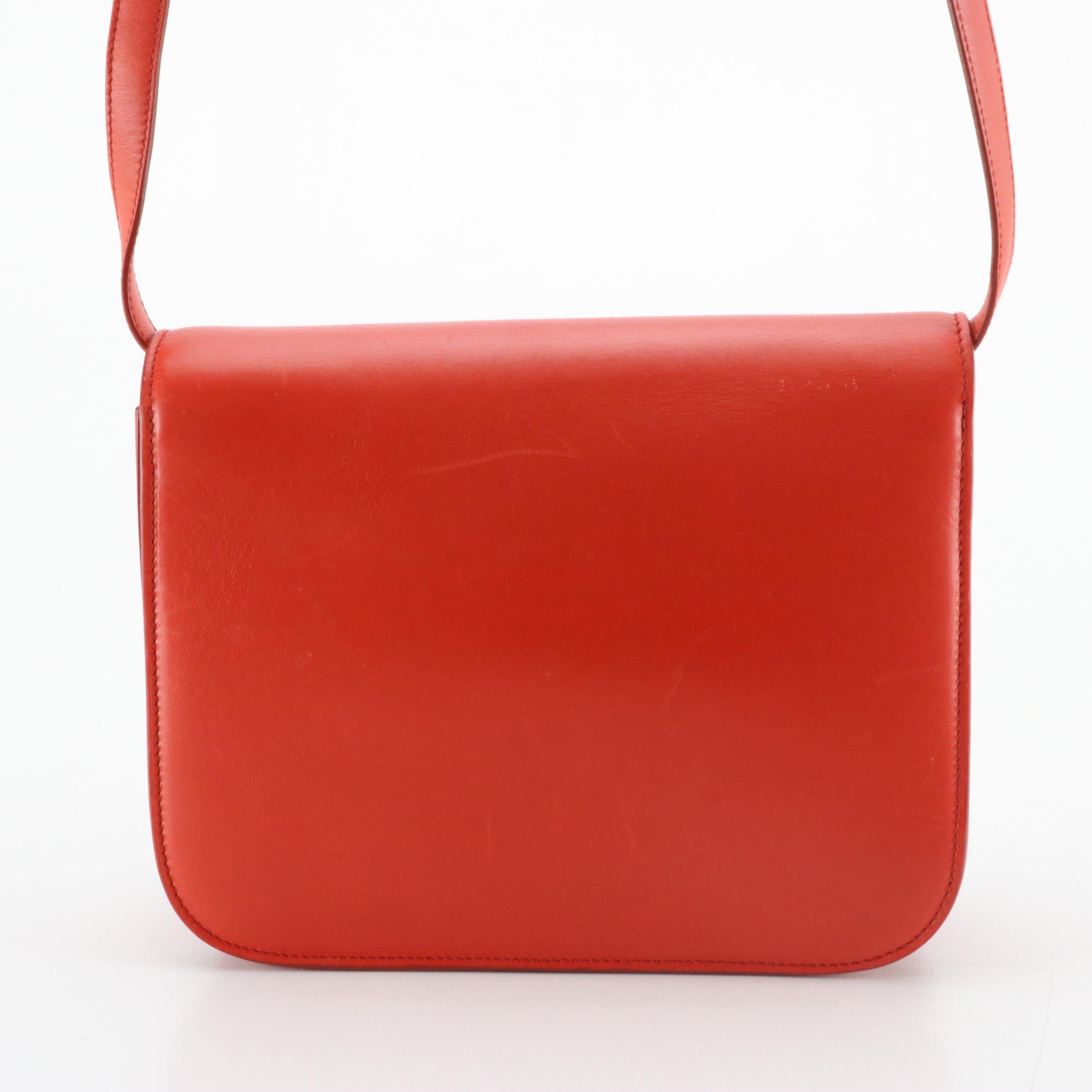Celine Medium Classic Box Bag in Orange Calfskin Leather